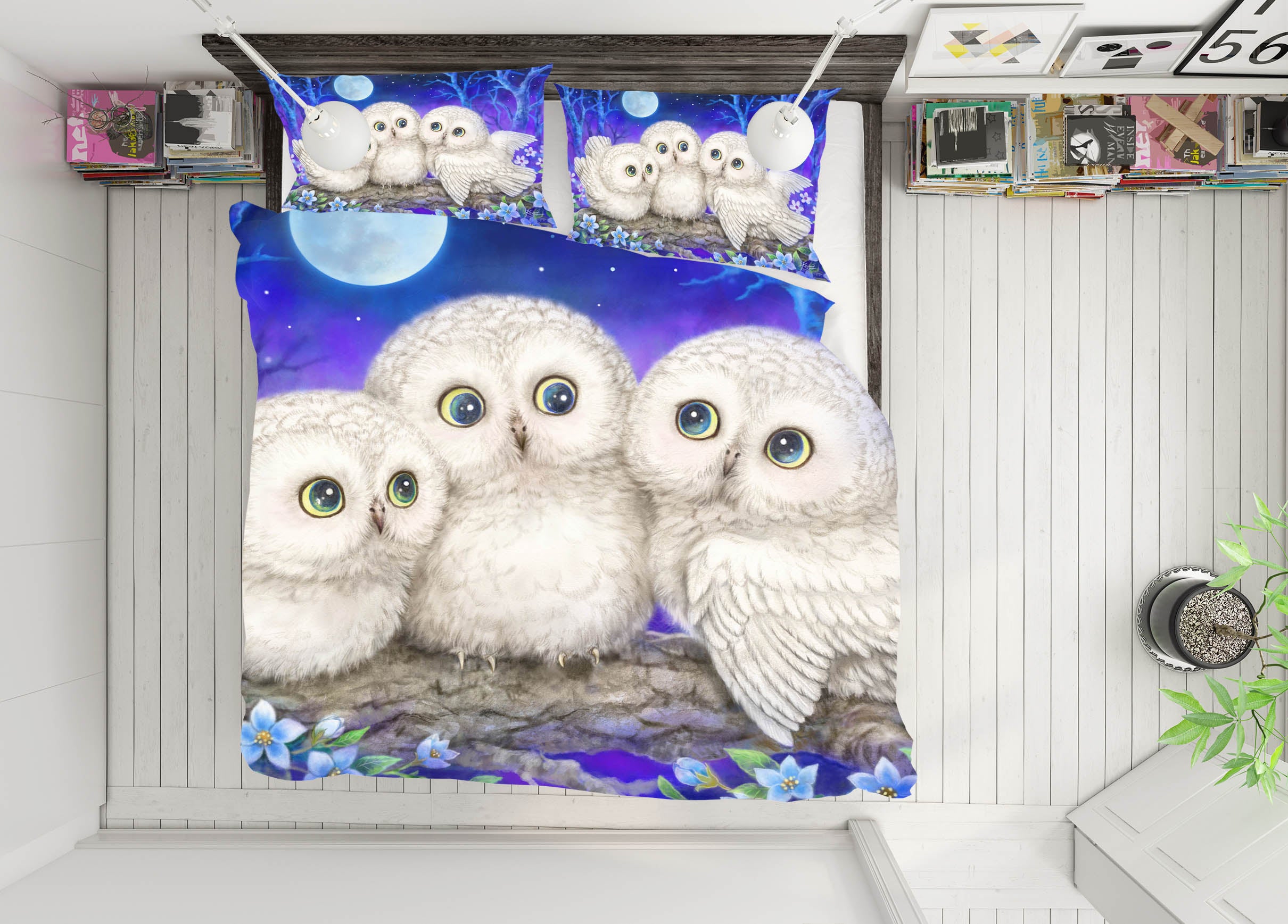 3D Owl Moon 5949 Kayomi Harai Bedding Bed Pillowcases Quilt Cover Duvet Cover