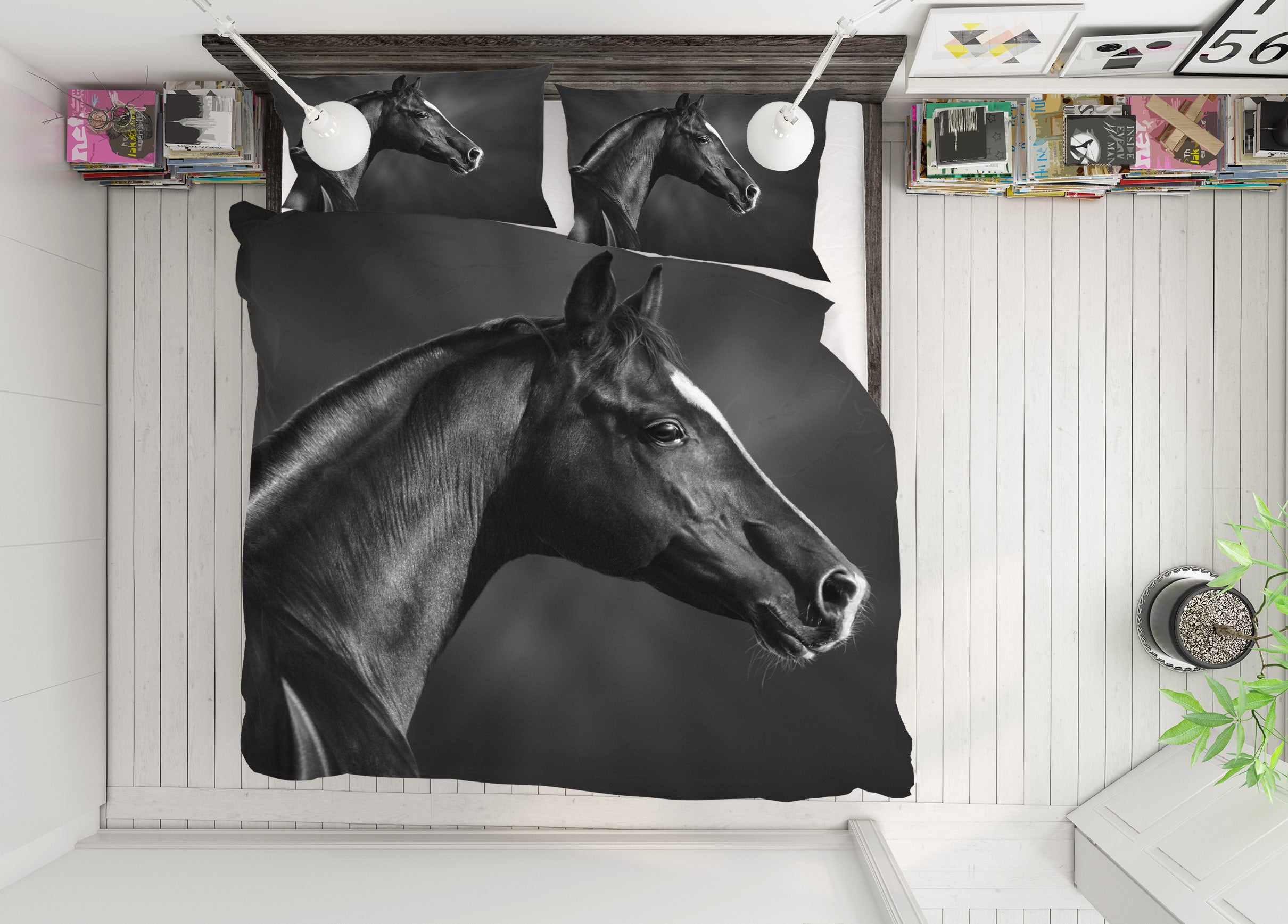 3D Dark Horse 12206 Bed Pillowcases Quilt