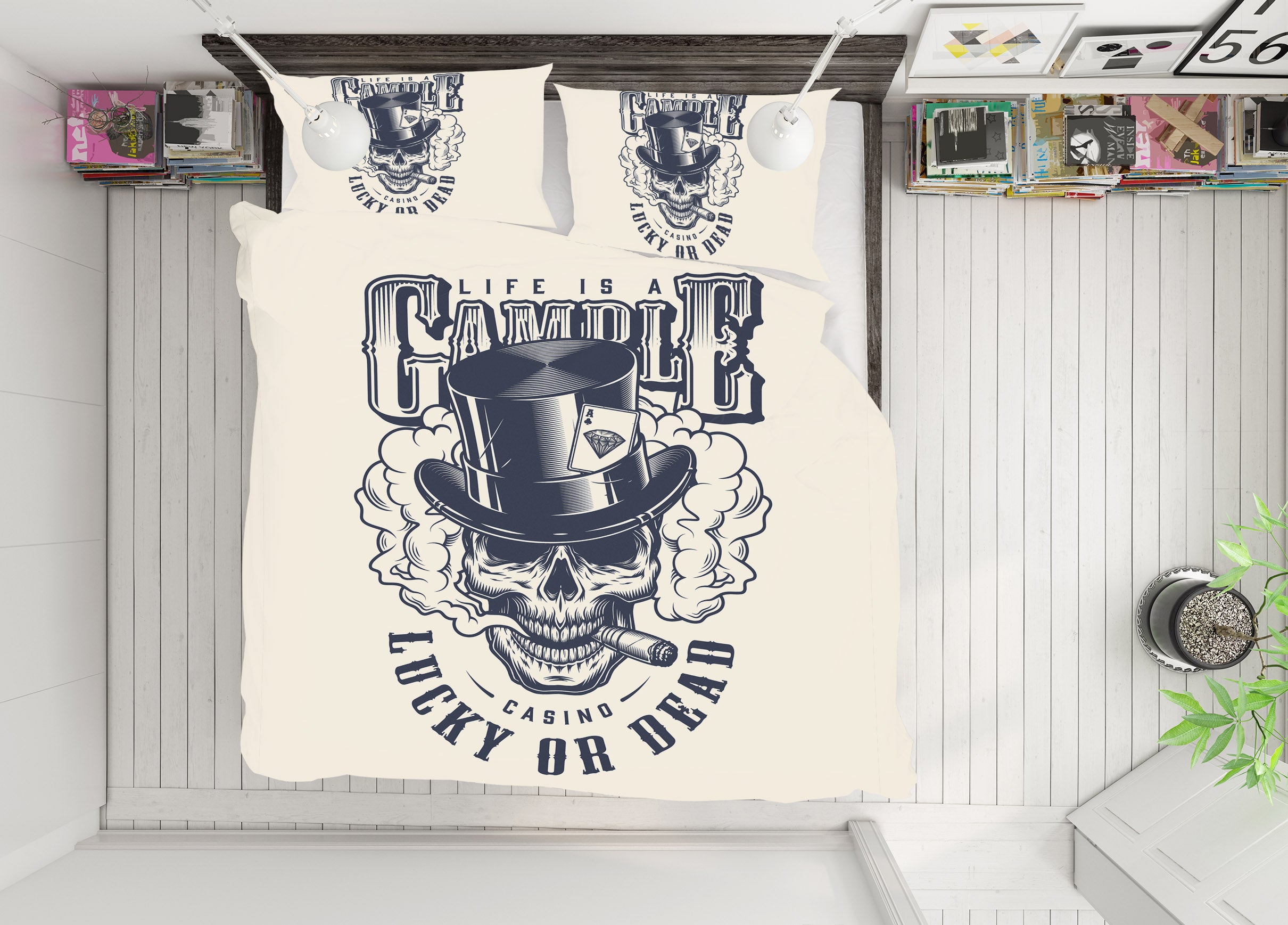 3D Skull Cigarette 61079 Bed Pillowcases Quilt