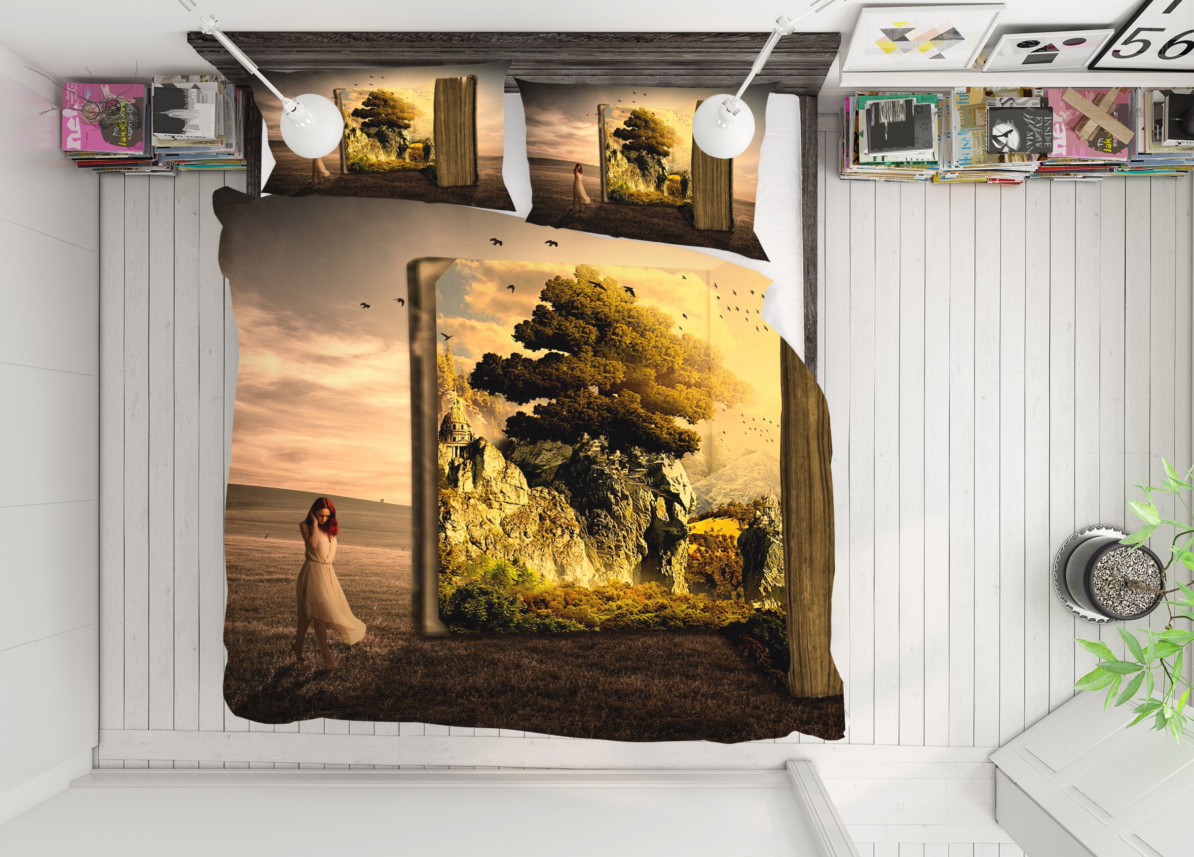 3D Female Sea Tree 19130 Bed Pillowcases Quilt