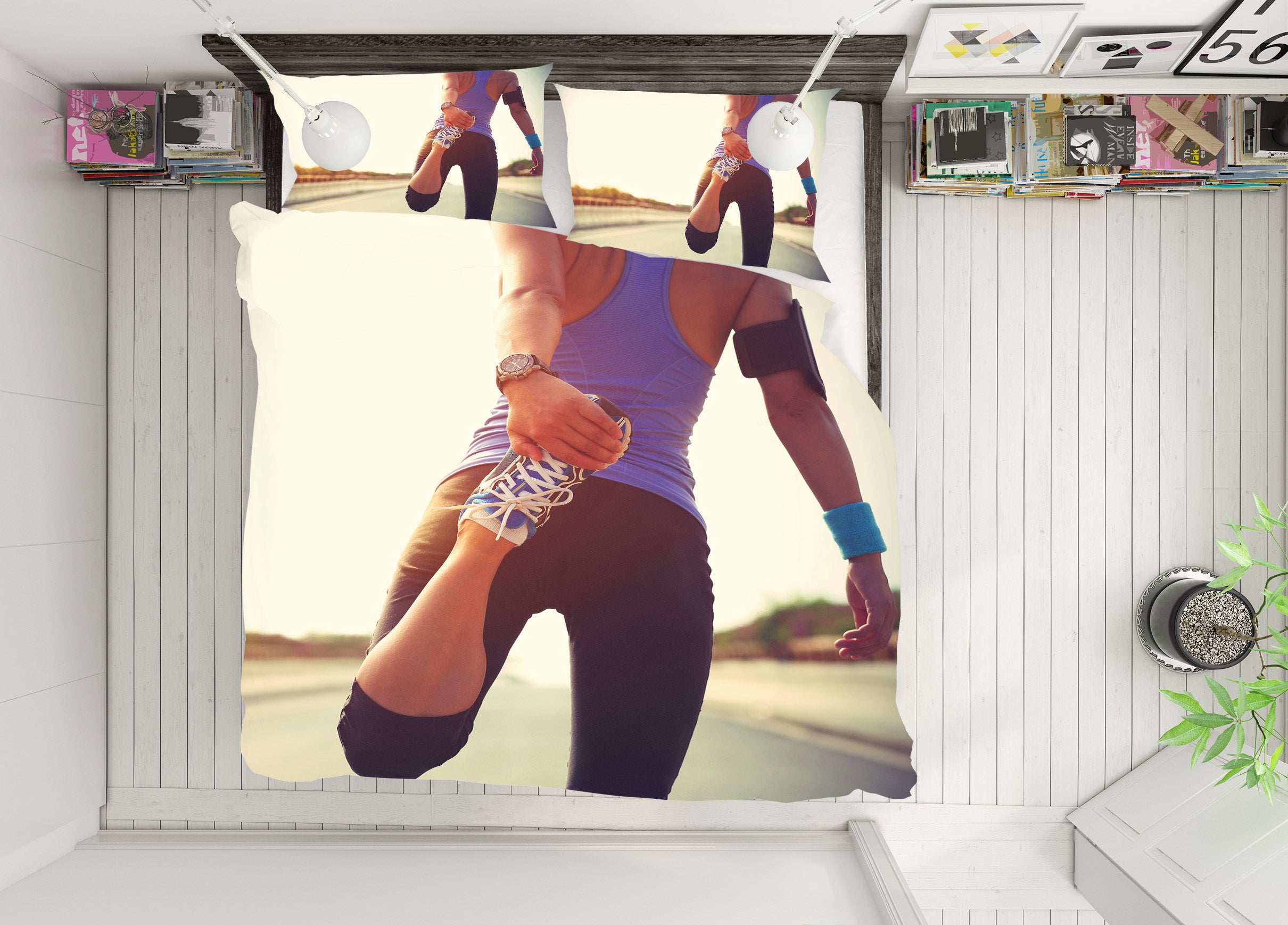 3D Running Fitness 14139 Bed Pillowcases Quilt