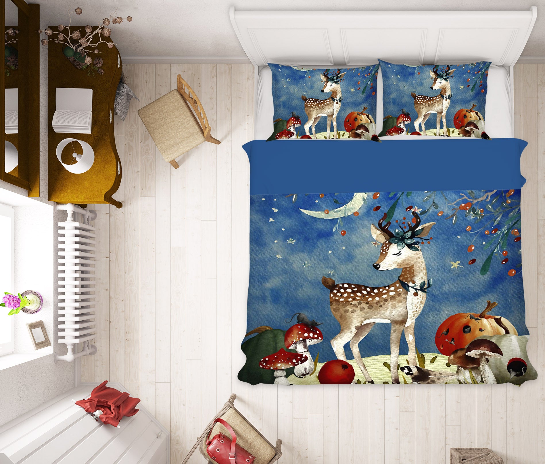 3D Sika Deer Mushroom 004 Uta Naumann Bedding Bed Pillowcases Quilt