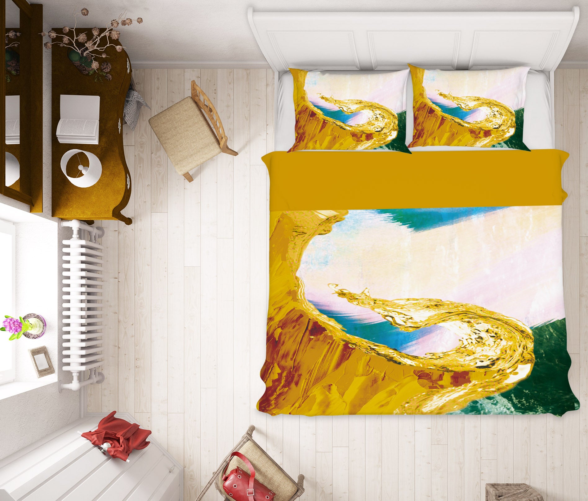 3D Golden Pattern 16023 Bed Pillowcases Quilt