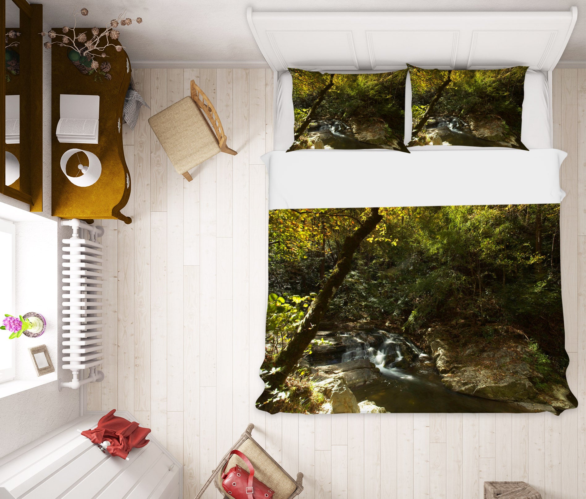 3D Trees Creek 11177 Kathy Barefield Bedding Bed Pillowcases Quilt