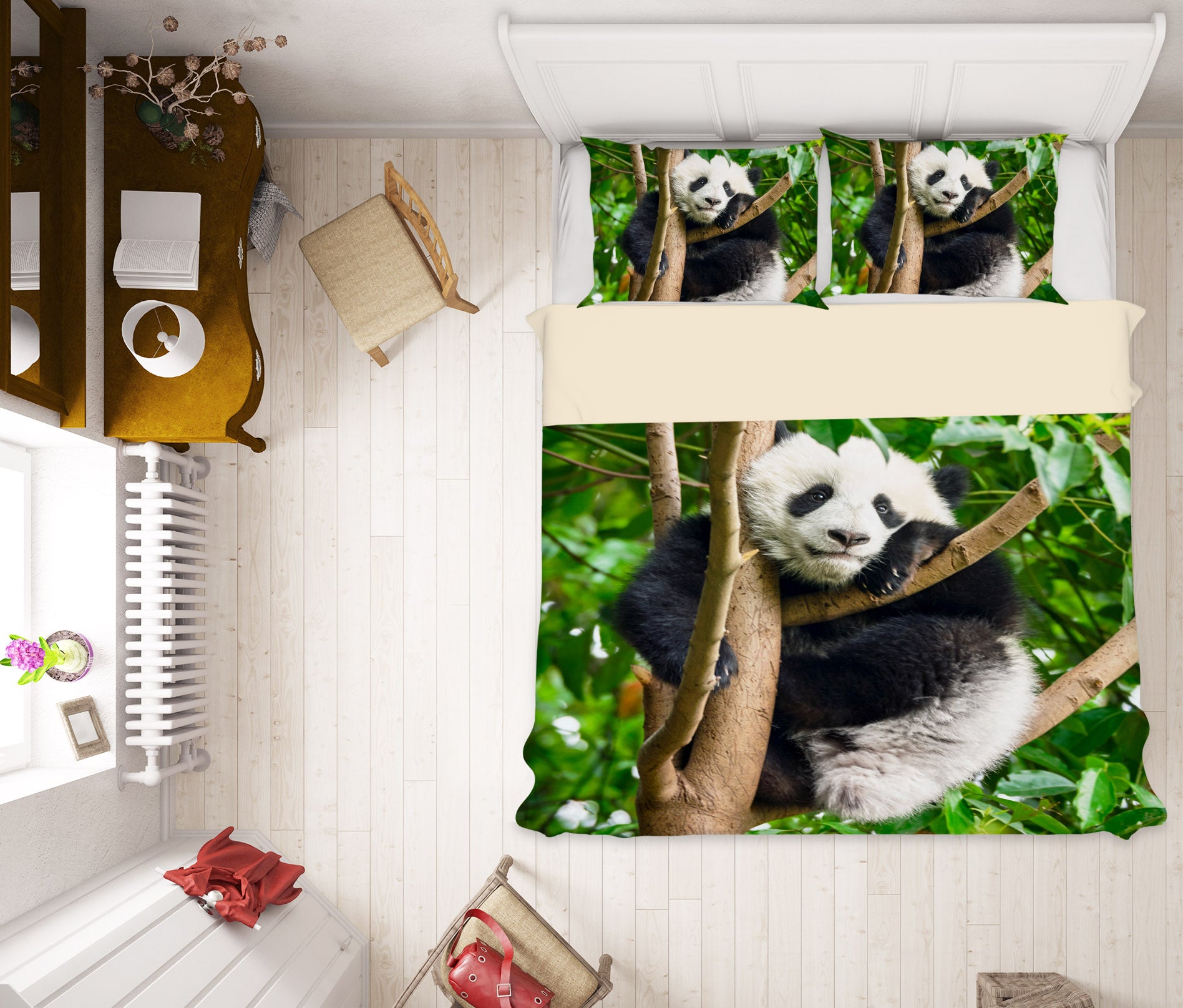 3D Panda Tree 63168 Bed Pillowcases Quilt