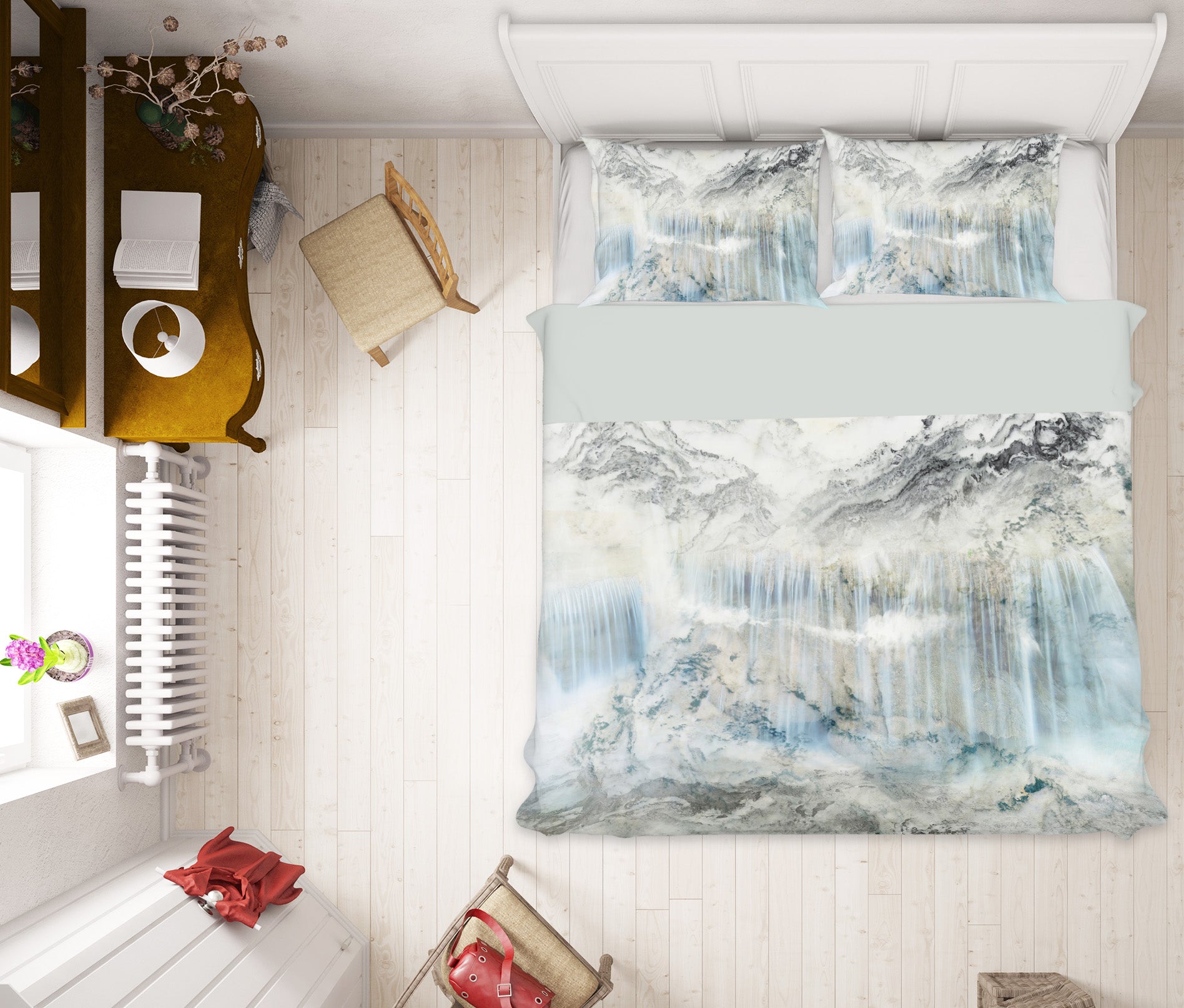 3D Waterfall Mountain River Painting 15196 Bed Pillowcases Quilt