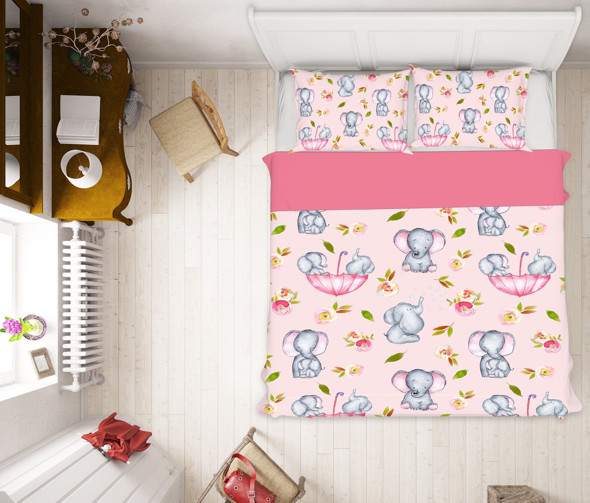 3D Elephant Umbrella 222 Uta Naumann Bedding Bed Pillowcases Quilt Quiet Covers AJ Creativity Home