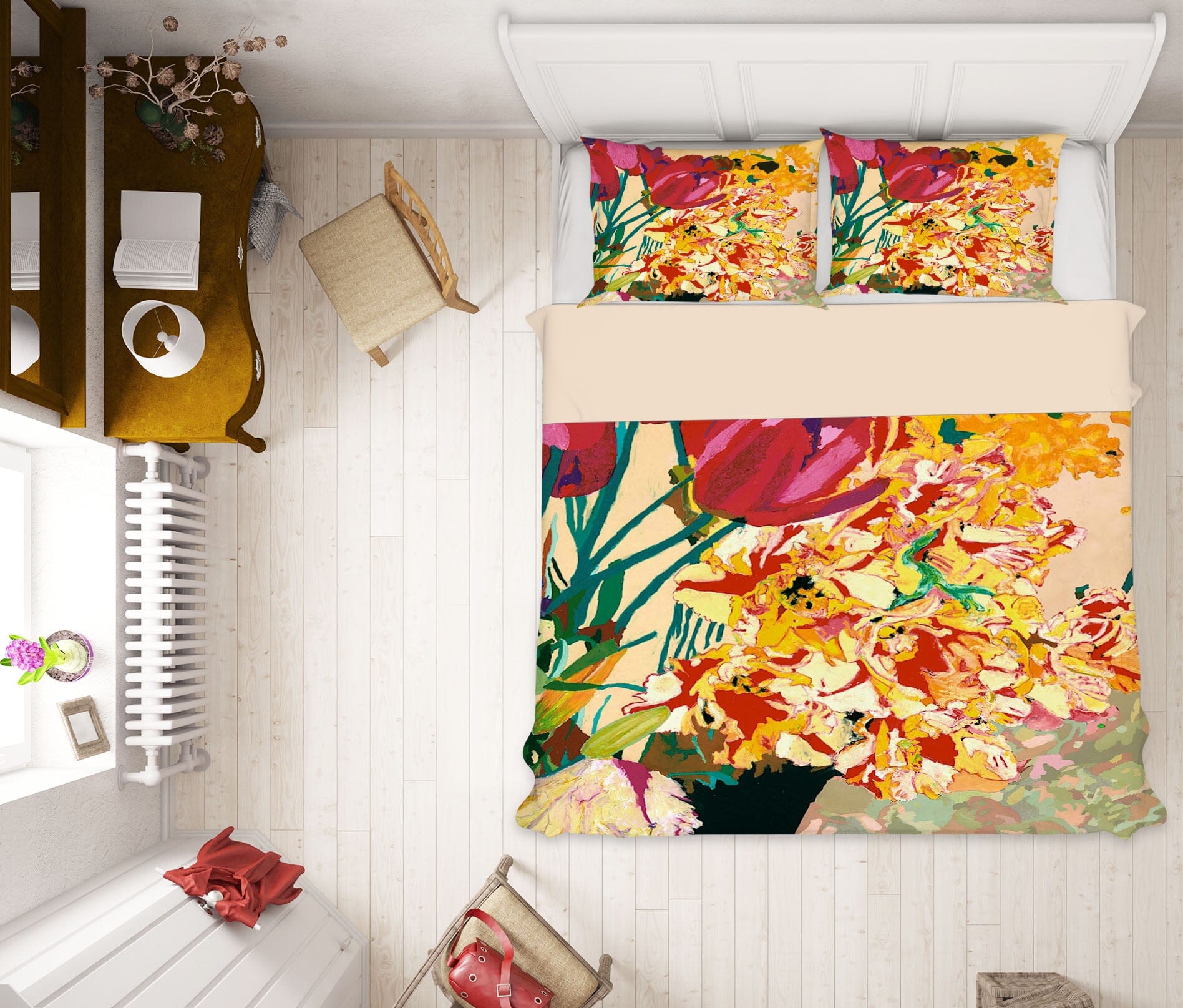 3D Yellow Flower Blossom 1169 Allan P. Friedlander Bedding Bed Pillowcases Quilt Quiet Covers AJ Creativity Home