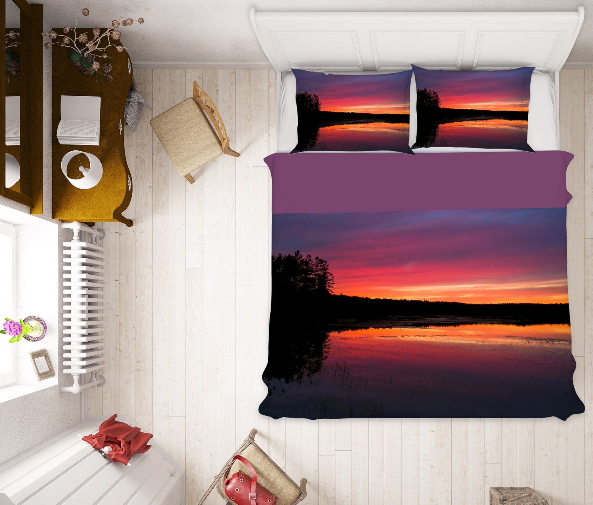 3D Pink Dusk Lake 1032 Jerry LoFaro bedding Bed Pillowcases Quilt Quiet Covers AJ Creativity Home