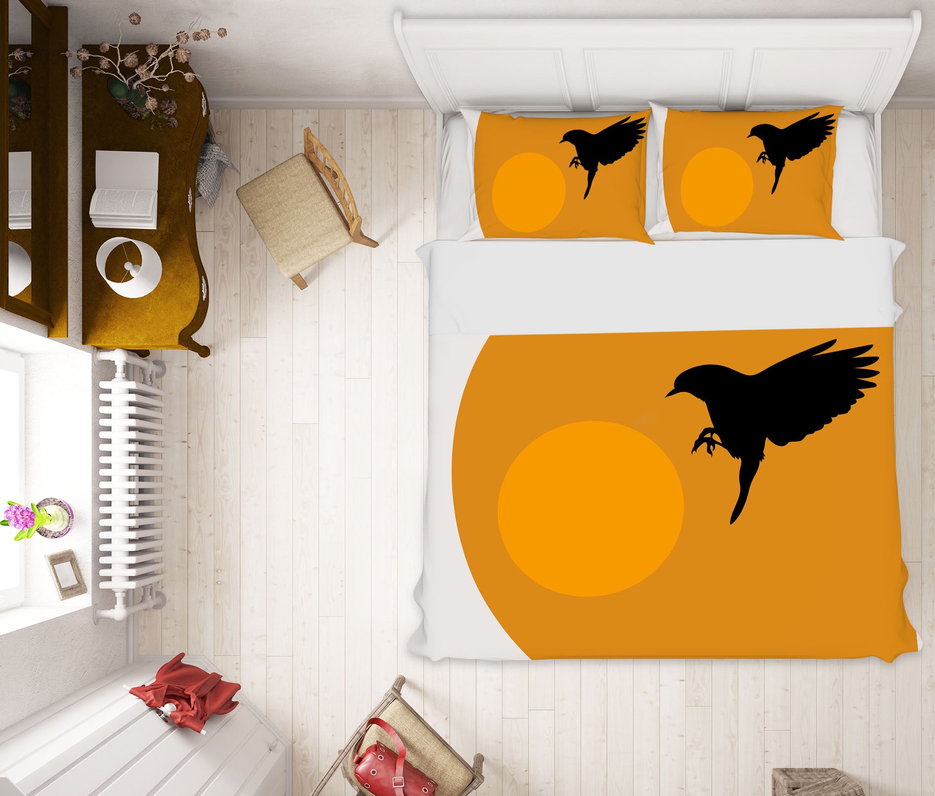 3D Moon Magpie 218 Boris Draschoff Bedding Bed Pillowcases Quilt