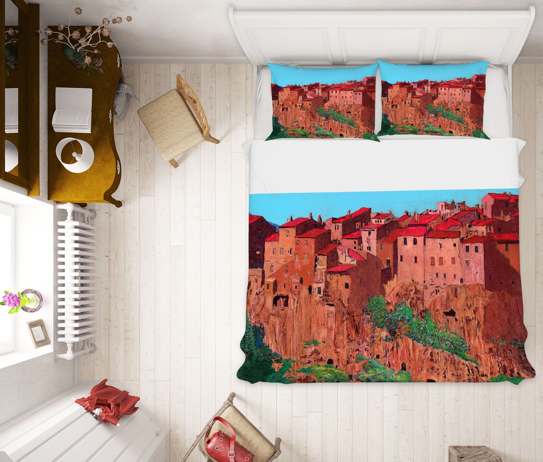 3D Pitigliano Village 1171 Allan P. Friedlander Bedding Bed Pillowcases Quilt Quiet Covers AJ Creativity Home