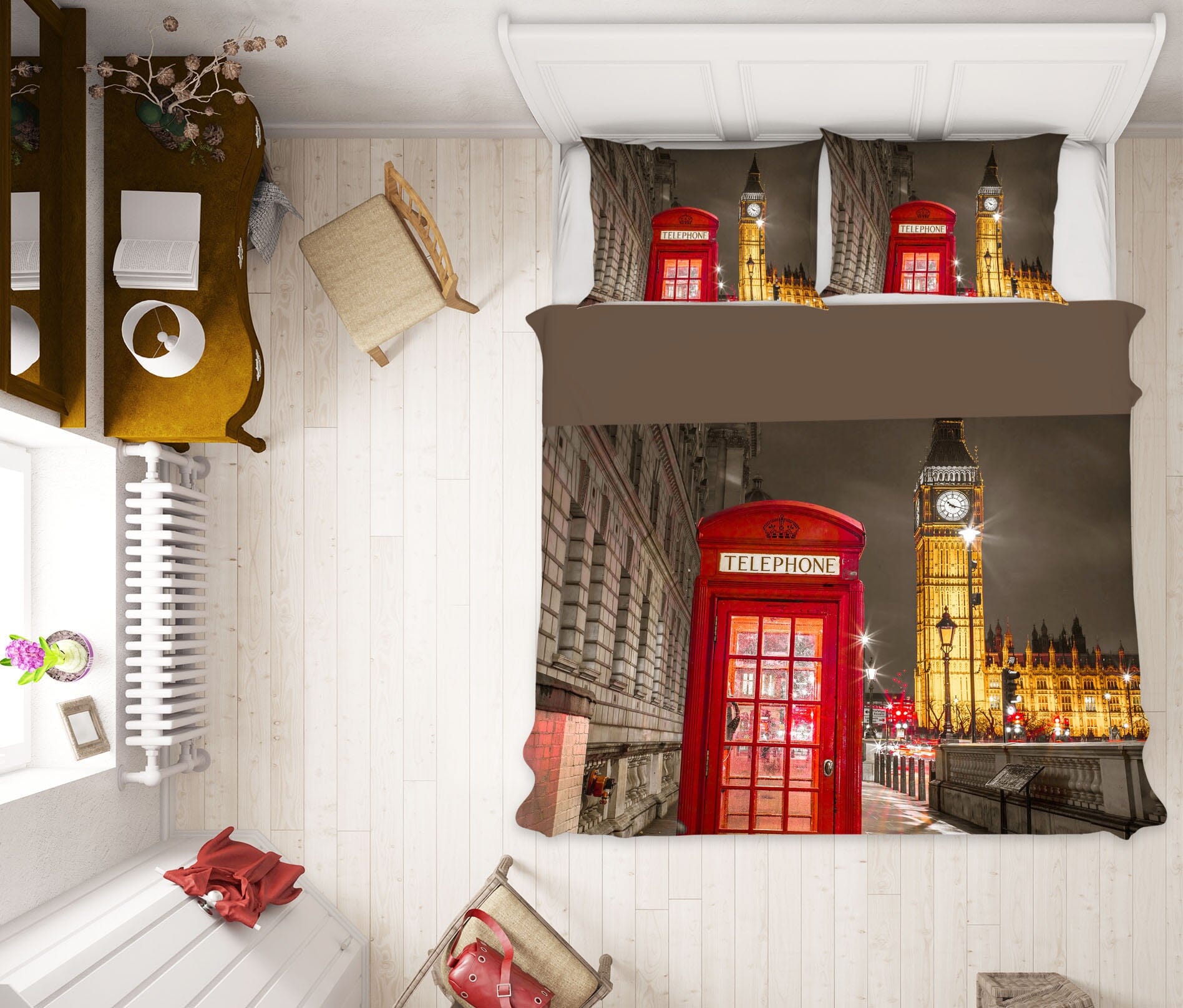 3D Telephone Box Building 1035 Assaf Frank Bedding Bed Pillowcases Quilt Quiet Covers AJ Creativity Home