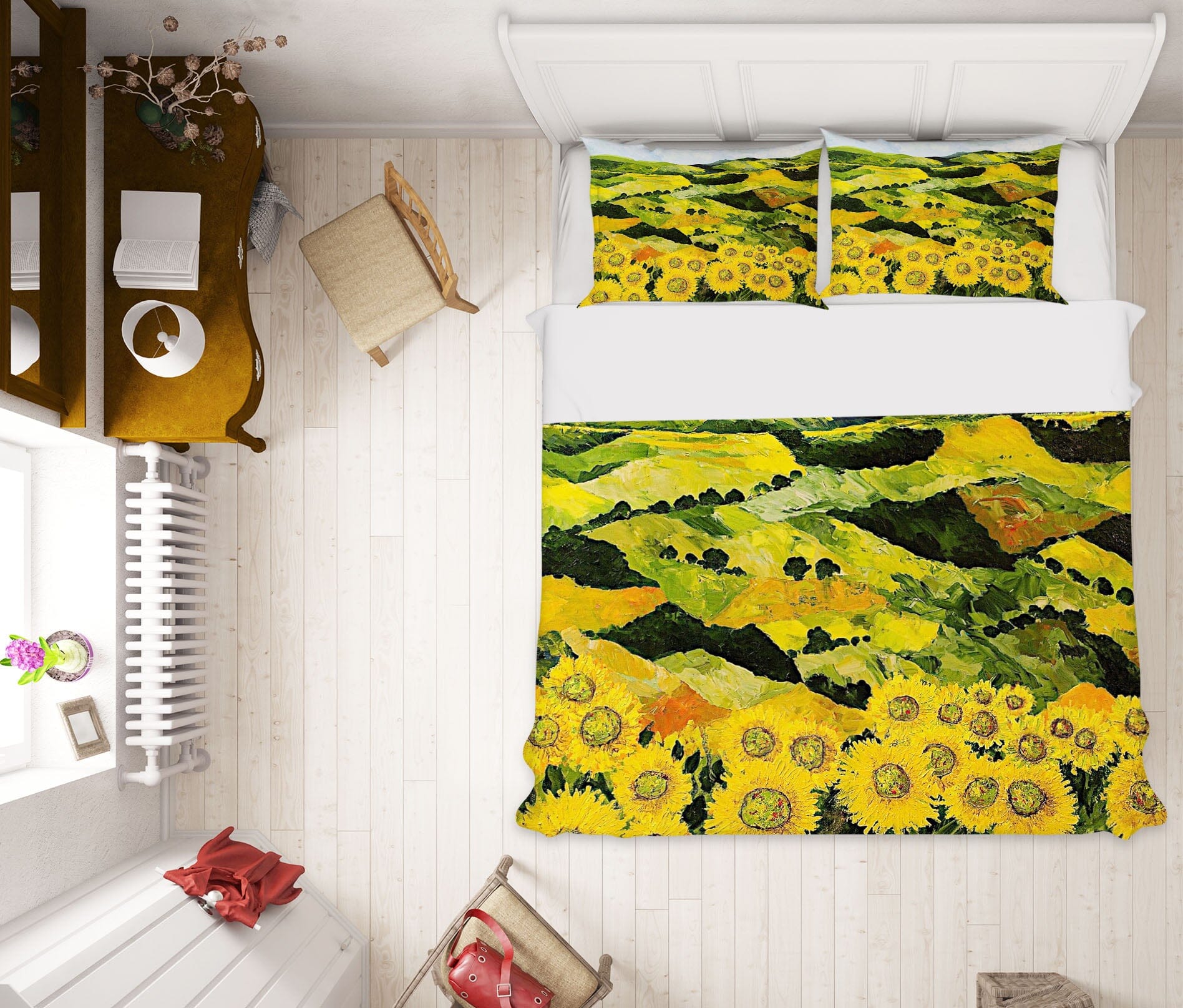 3D Sunflowers Field 1057 Allan P. Friedlander Bedding Bed Pillowcases Quilt Quiet Covers AJ Creativity Home
