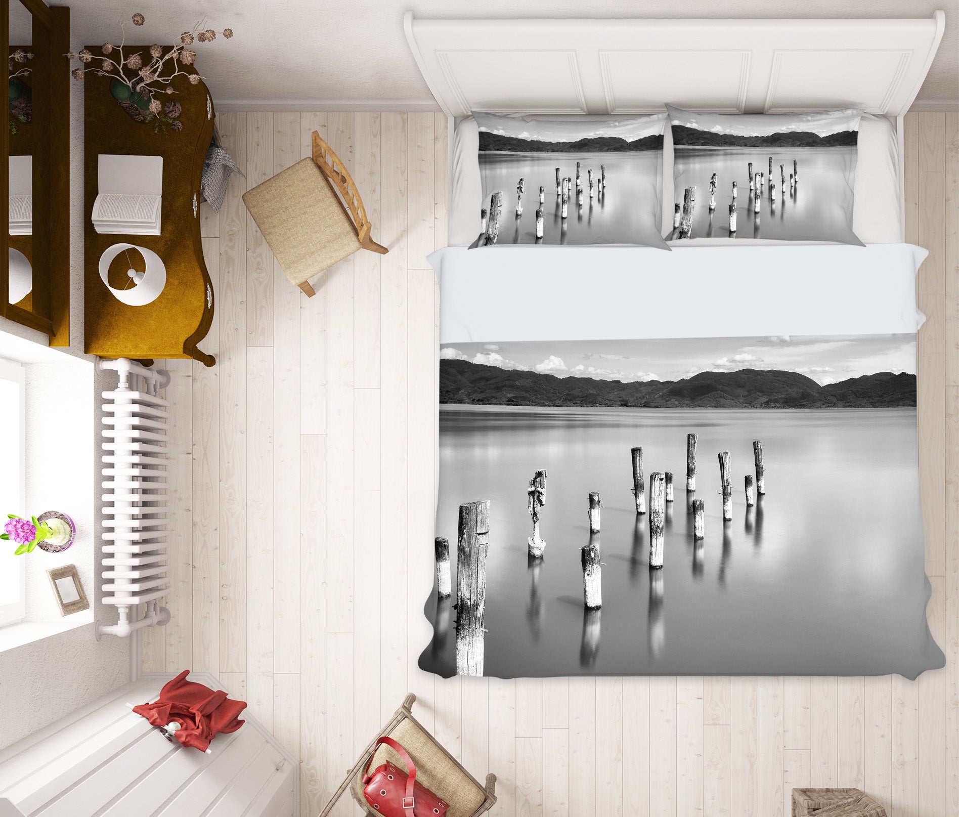 3D Grey Lake Pier 111 Marco Carmassi Bedding Bed Pillowcases Quilt