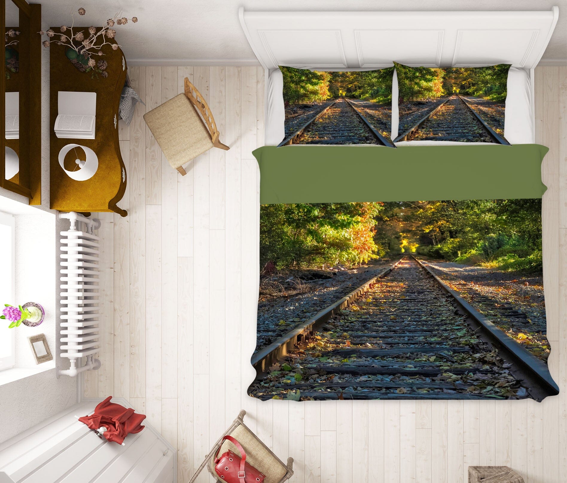 3D Railway Forest 1030 Jerry LoFaro bedding Bed Pillowcases Quilt Quiet Covers AJ Creativity Home