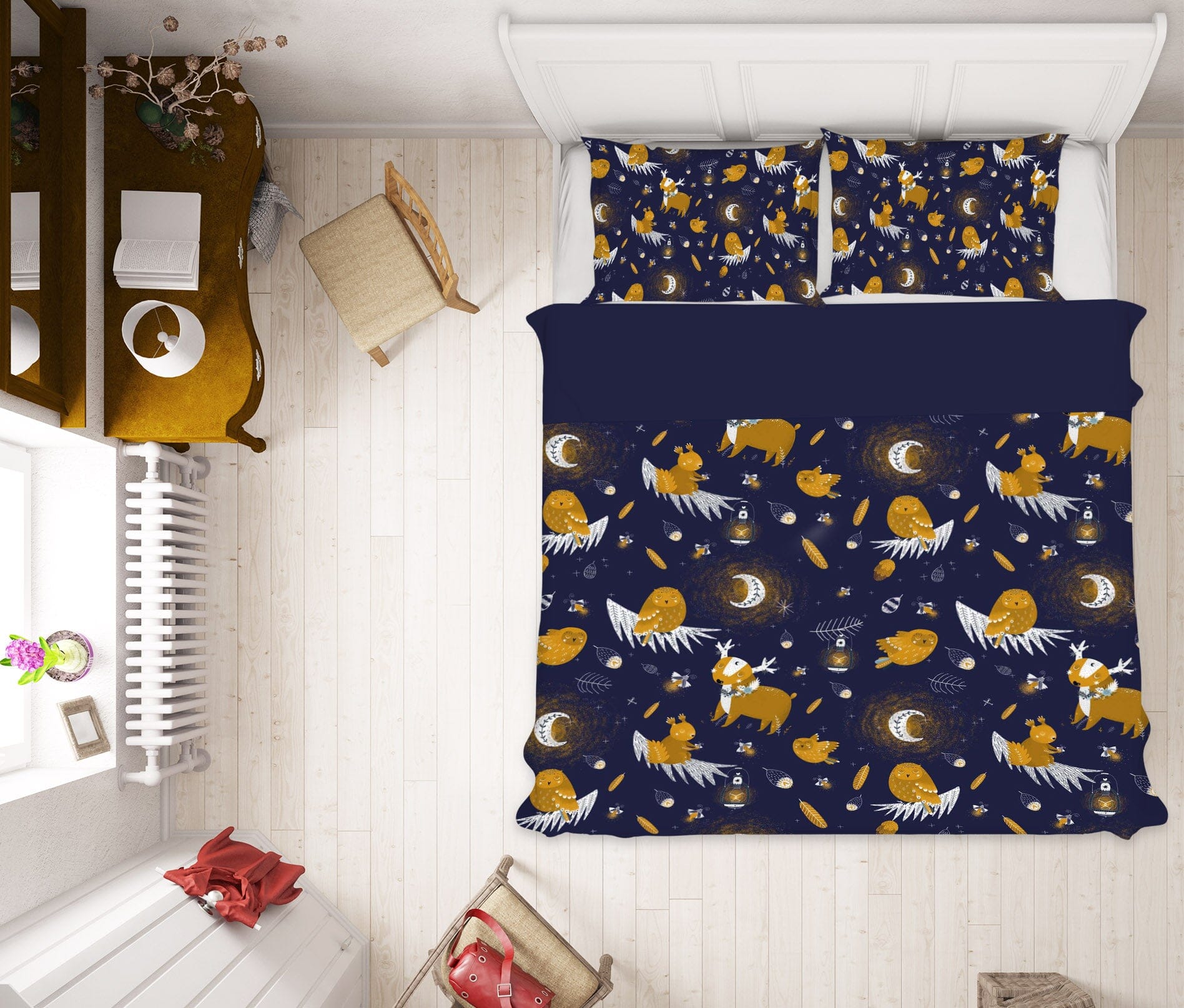 3D Yellow Owl Rabbit 232 Uta Naumann Bedding Bed Pillowcases Quilt Quiet Covers AJ Creativity Home