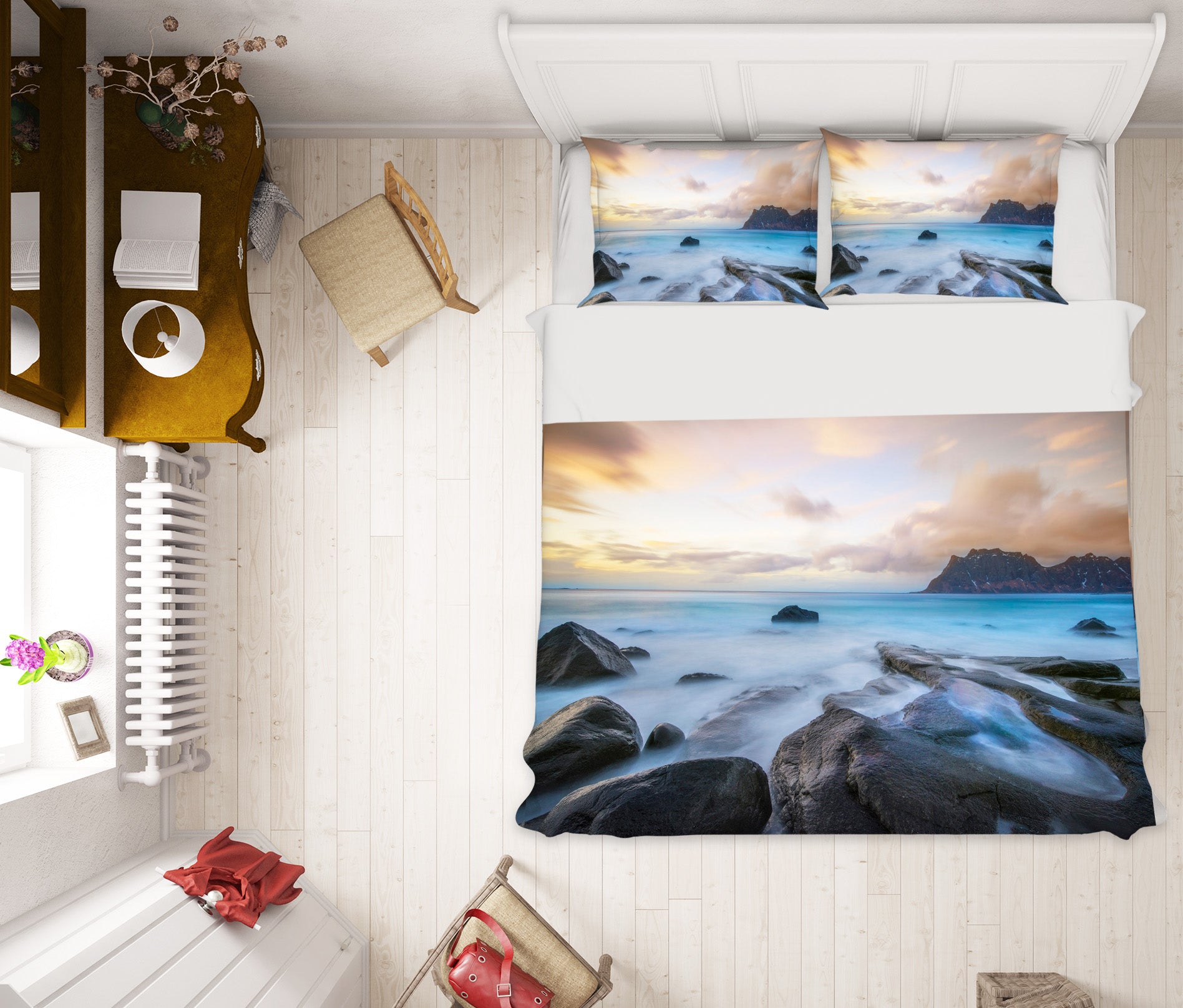 3D Sunset Waves 092 Marco Carmassi Bedding Bed Pillowcases Quilt