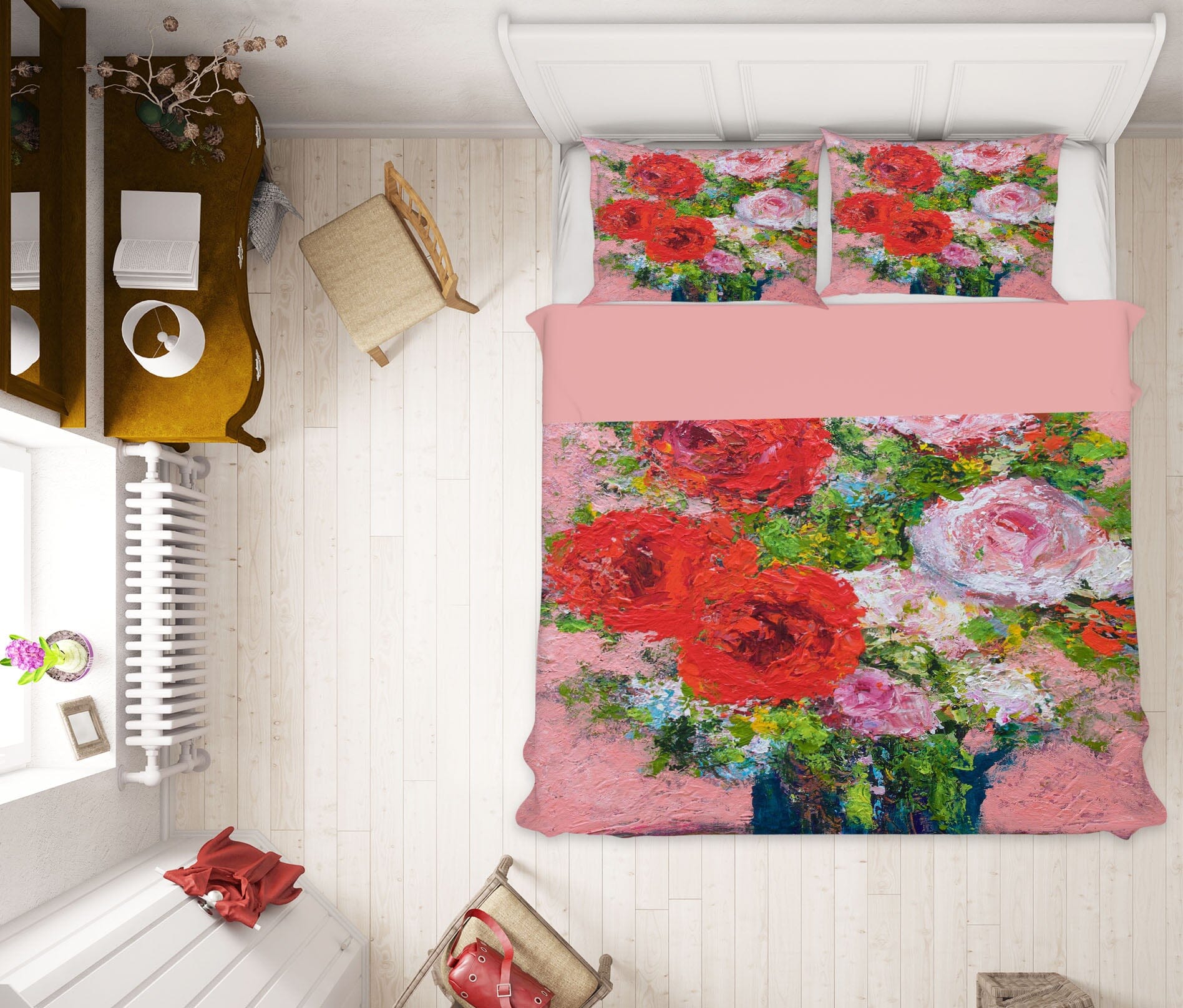 3D Red Chrysanthemum 1092 Allan P. Friedlander Bedding Bed Pillowcases Quilt Quiet Covers AJ Creativity Home