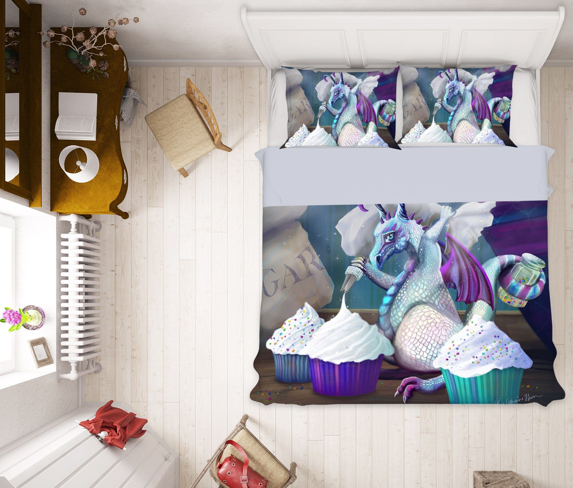 3D Cake Dragon 101 Rose Catherine Khan Bedding Bed Pillowcases Quilt Quiet Covers AJ Creativity Home