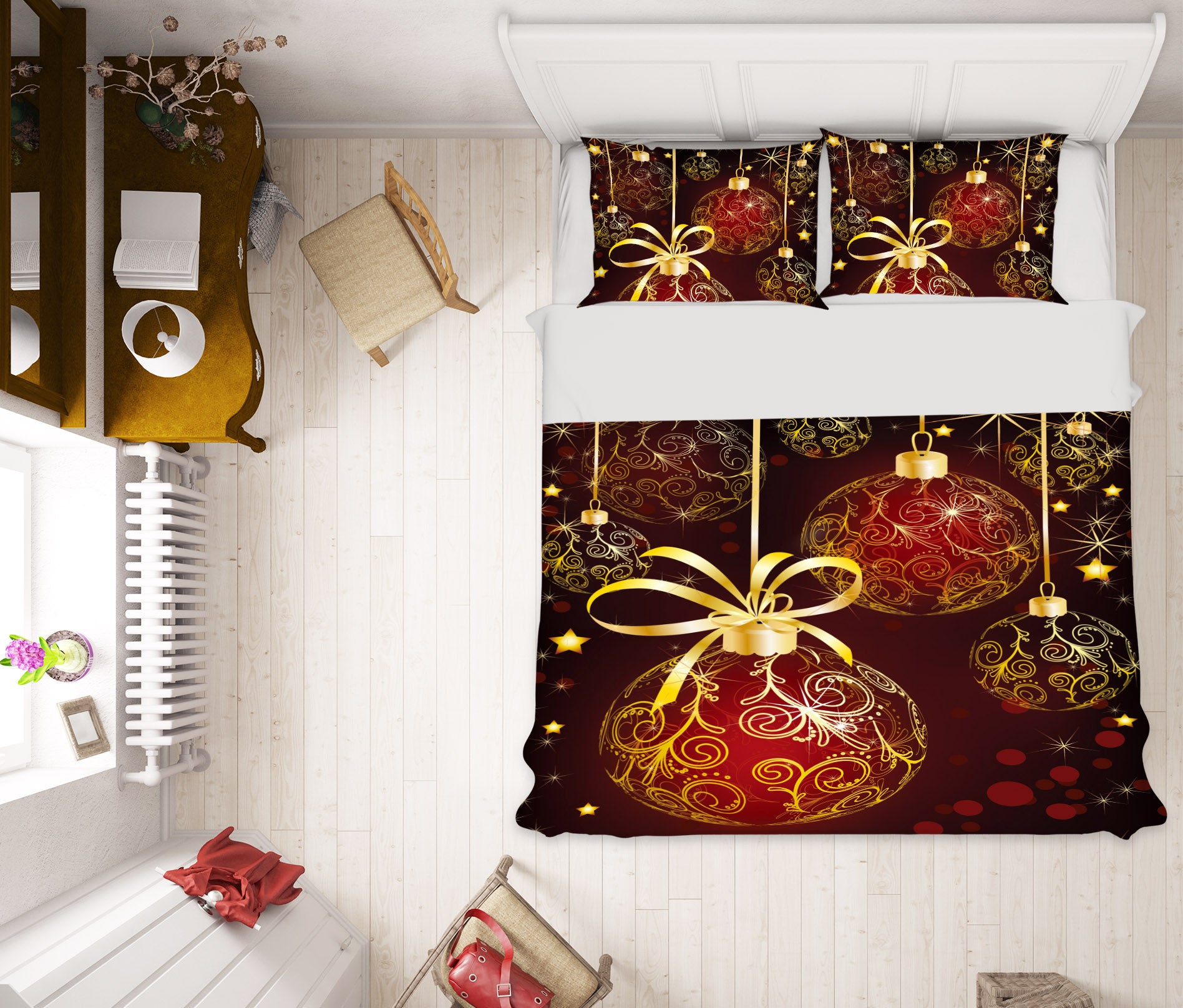 3D Ball Pendant 51068 Christmas Quilt Duvet Cover Xmas Bed Pillowcases