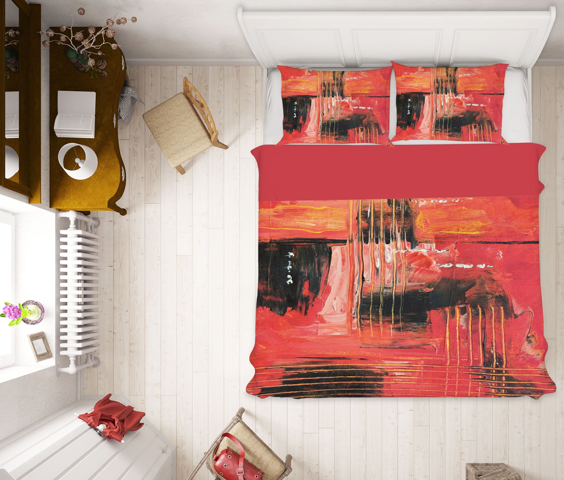 3D Red Pattern 16033 Bed Pillowcases Quilt