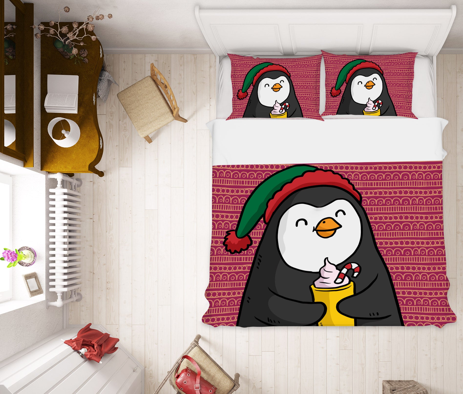 3D Cartoon Penguin 63187 Bed Pillowcases Quilt