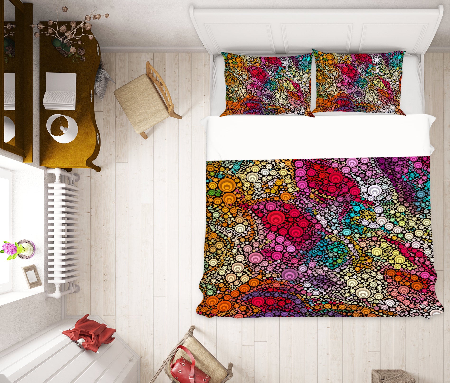 3D Color Circle Pattern 14058 Bed Pillowcases Quilt
