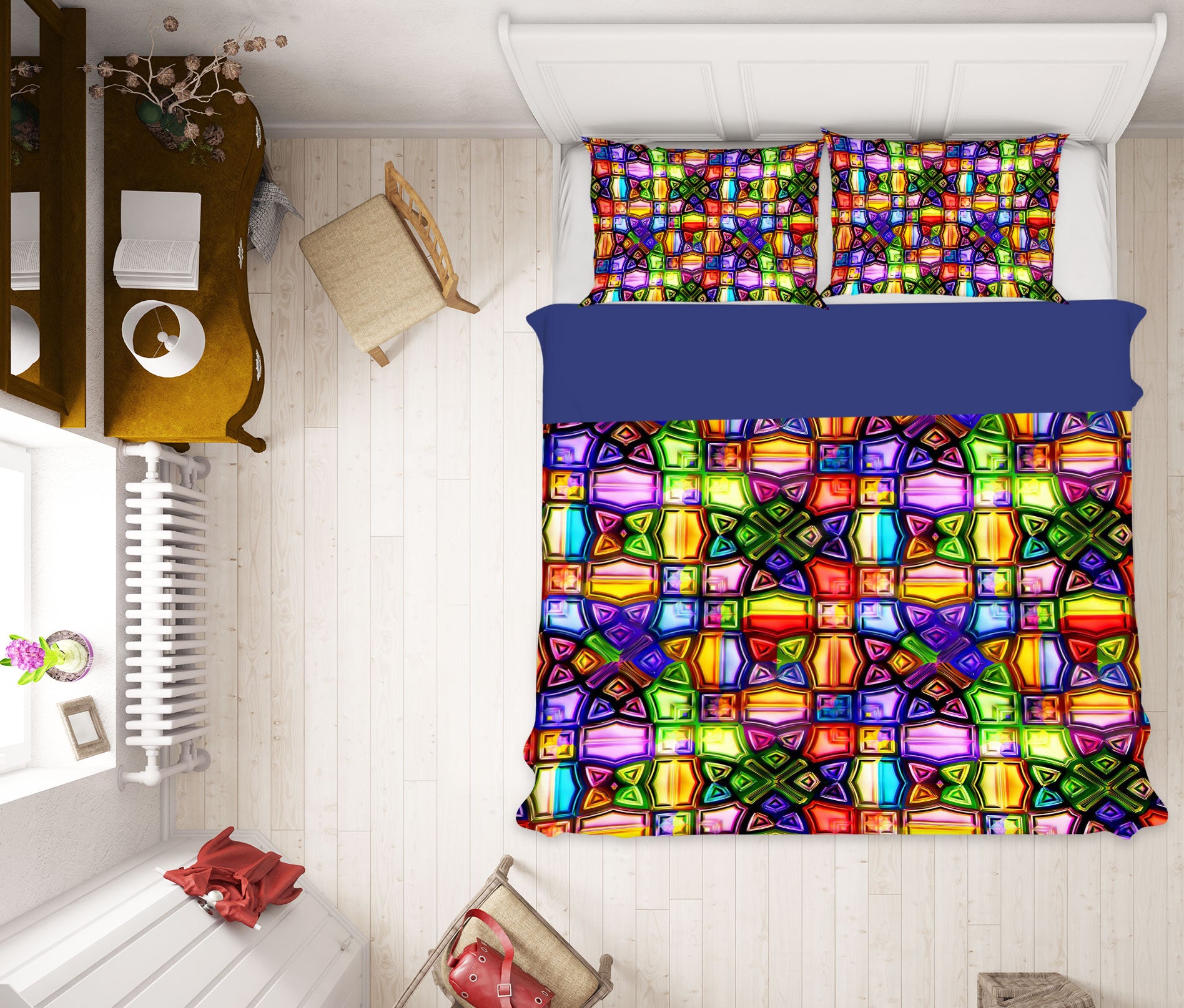 3D Stained Glass Window 13161 Bed Pillowcases Quilt