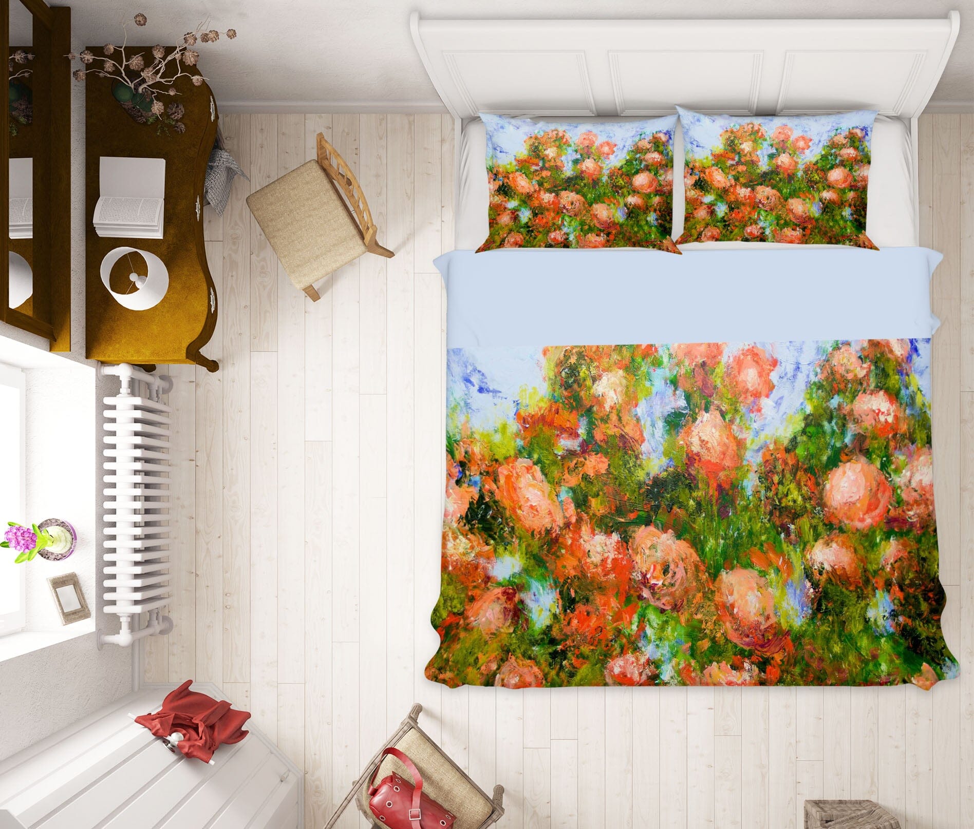 3D Red Ribbon Roses 1147 Allan P. Friedlander Bedding Bed Pillowcases Quilt Quiet Covers AJ Creativity Home