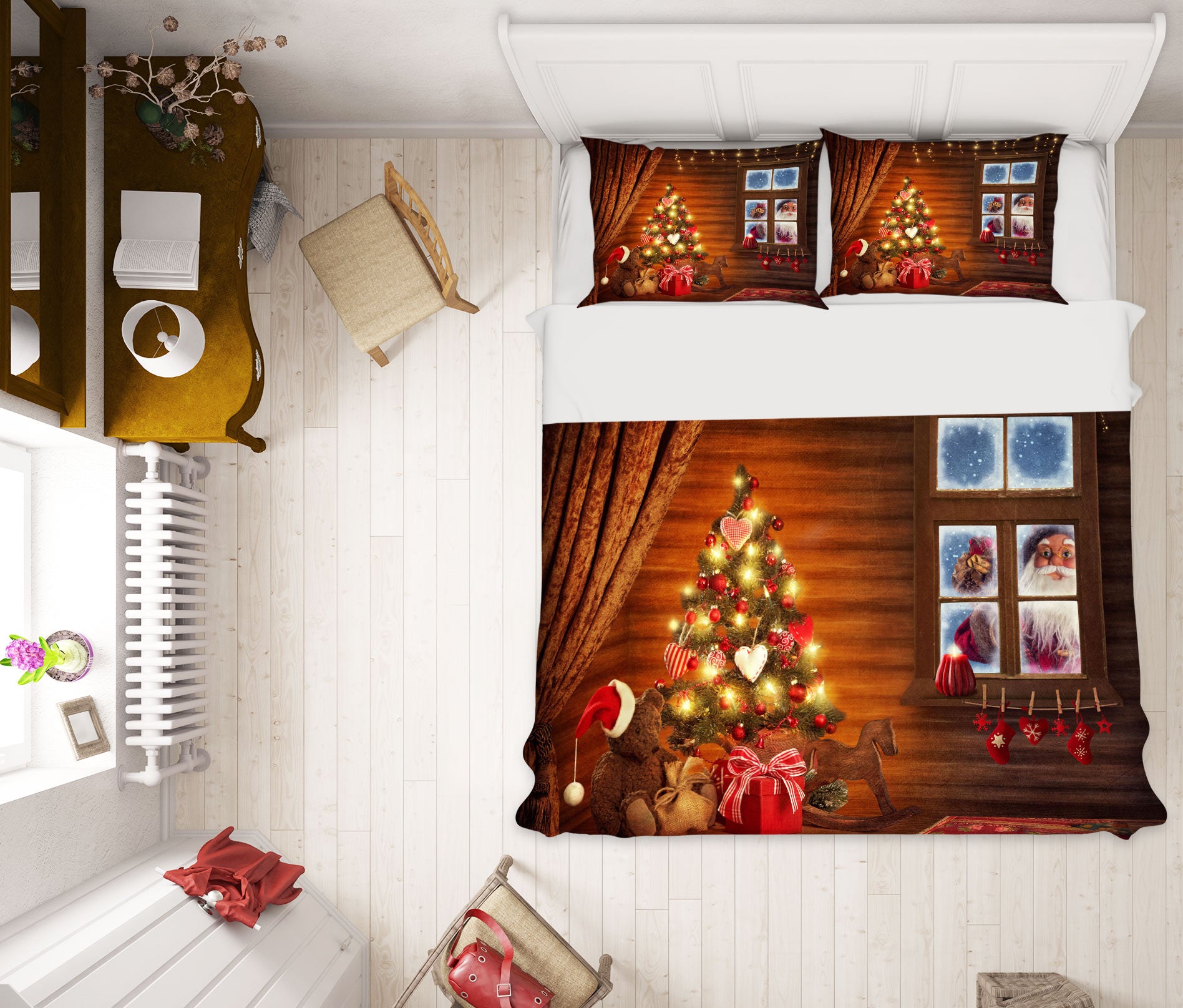 3D Tree Santa Claus 50010 Christmas Quilt Duvet Cover Xmas Bed Pillowcases