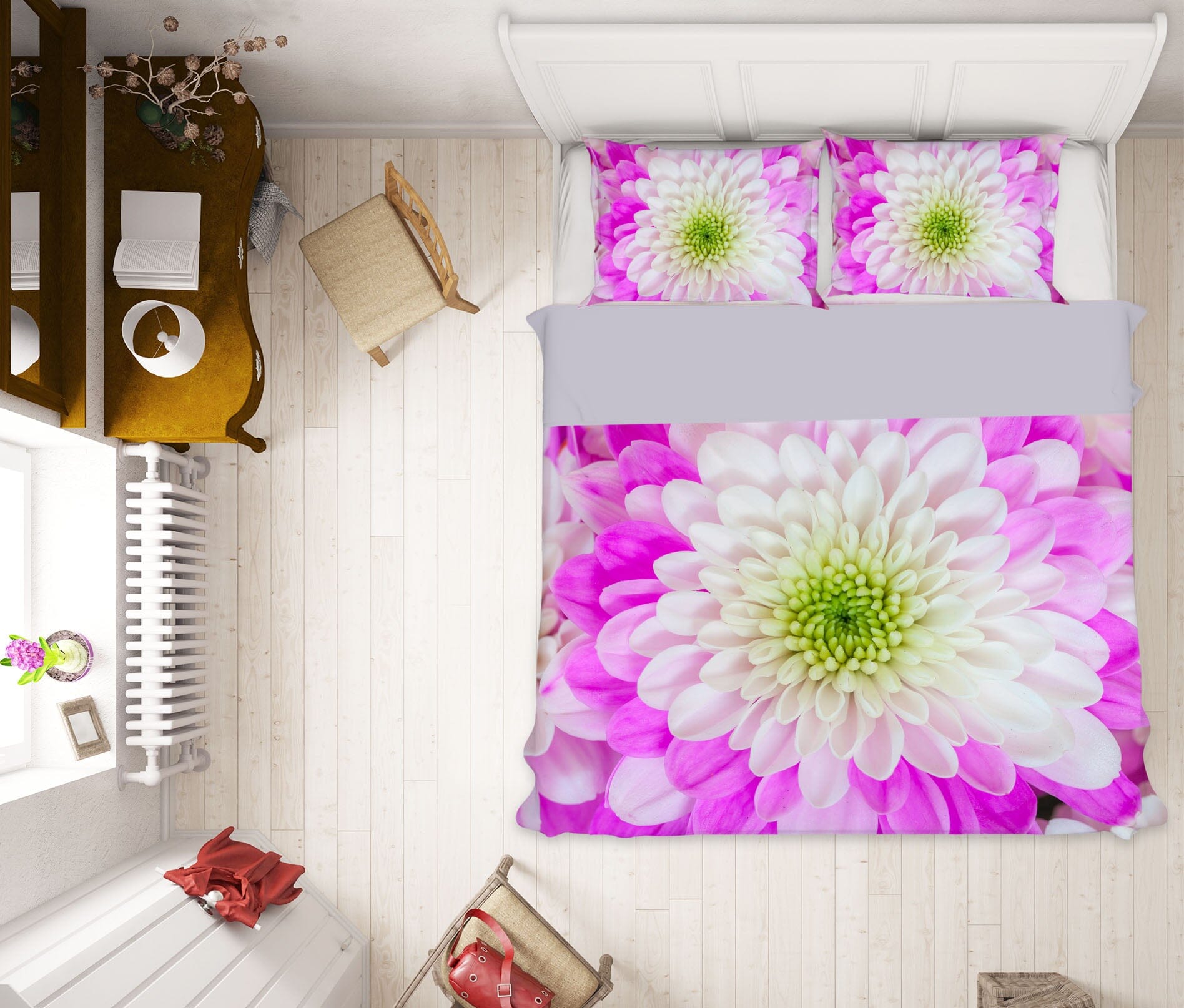 3D Red Chrysanthemum 1024 Assaf Frank Bedding Bed Pillowcases Quilt Quiet Covers AJ Creativity Home