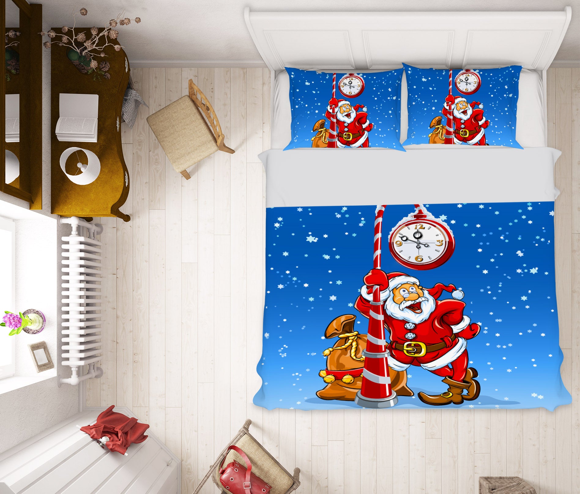 3D Santa Clock 61101 Bed Pillowcases Quilt