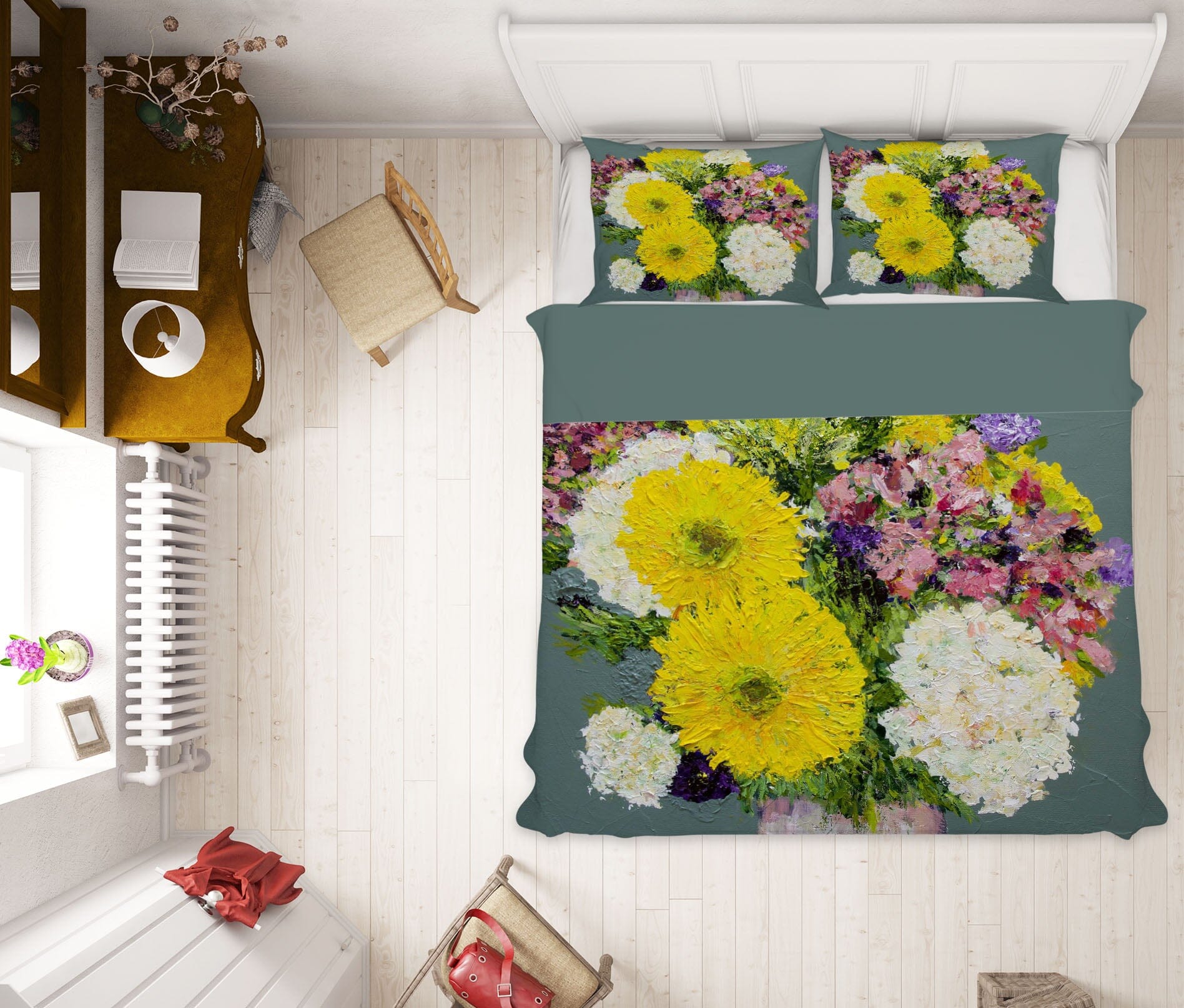 3D Vase Chrysanthemum 1089 Allan P. Friedlander Bedding Bed Pillowcases Quilt Quiet Covers AJ Creativity Home