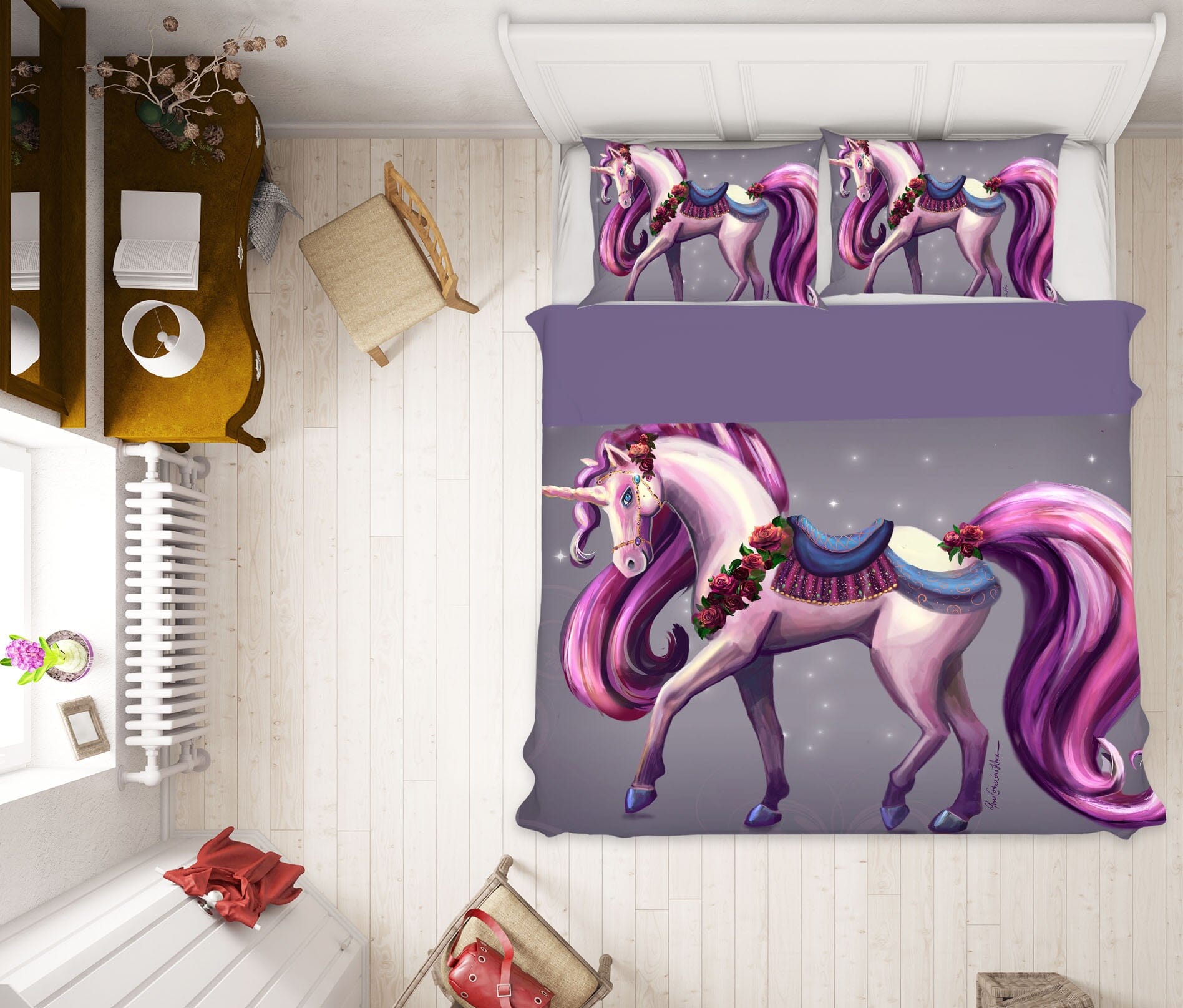 3D Unicorn Queen 118 Rose Catherine Khan Bedding Bed Pillowcases Quilt Quiet Covers AJ Creativity Home