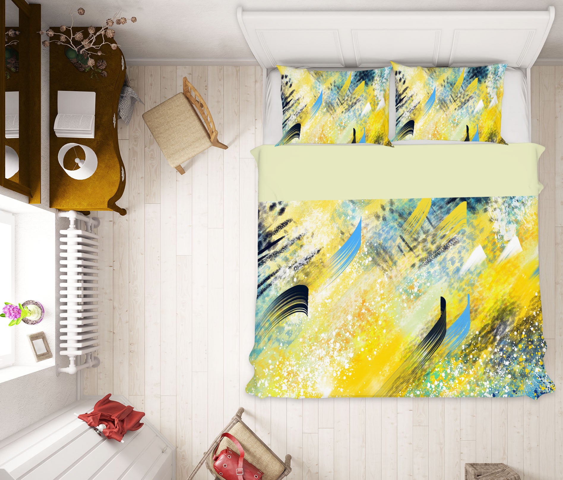 3D Yellow Pattern 15203 Bed Pillowcases Quilt