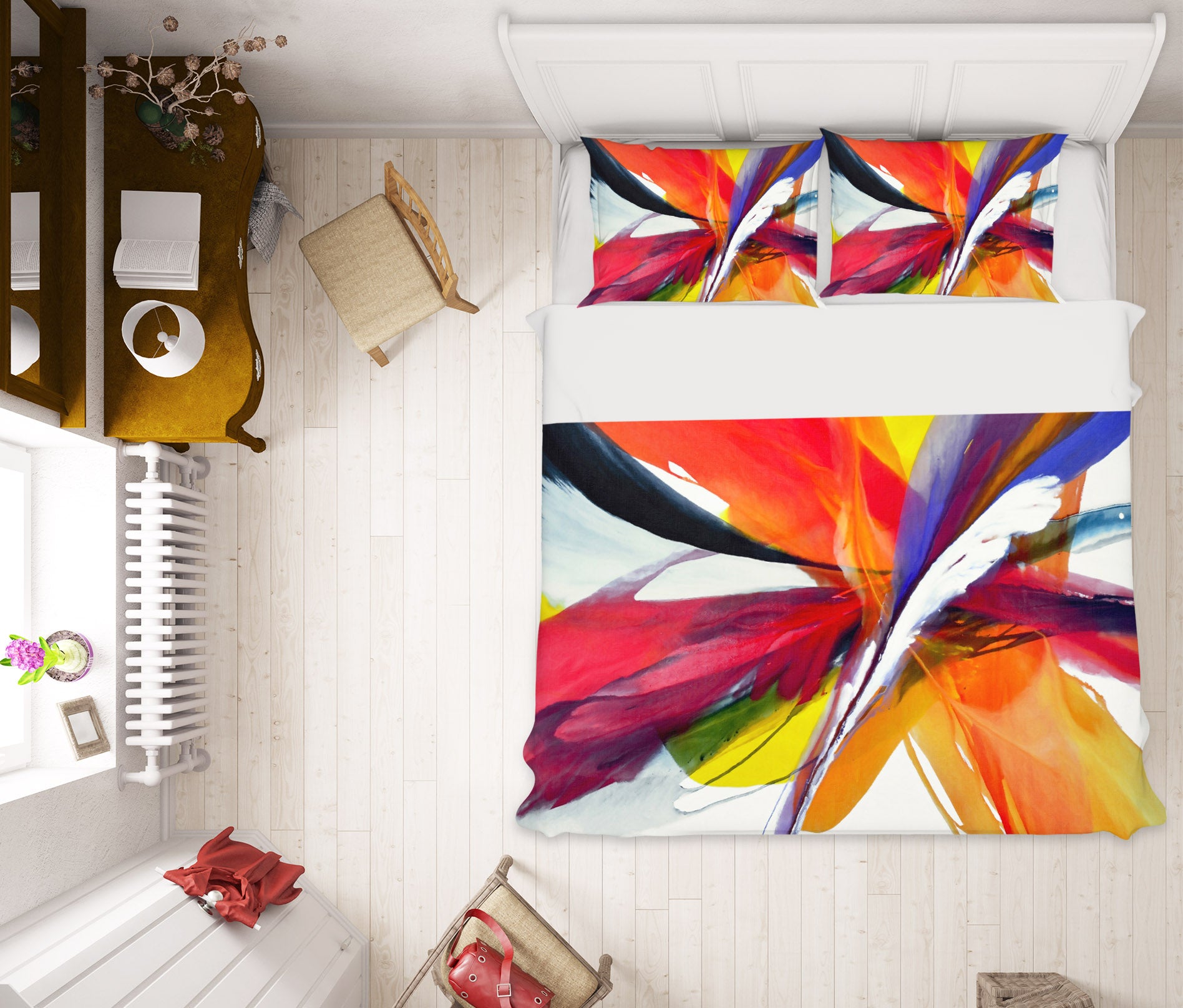 3D Red Feather Pattern 12160 Bed Pillowcases Quilt