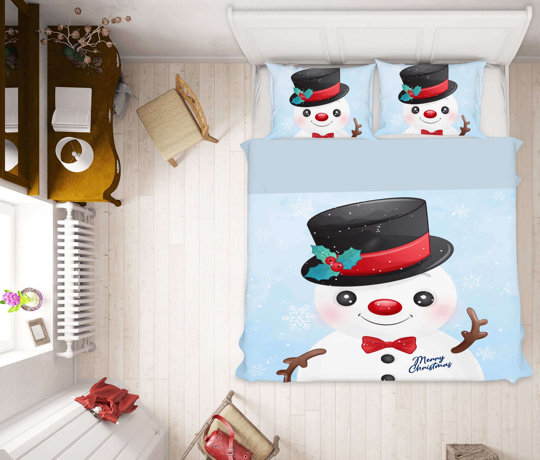 3D Snowman Hat 61116 Bed Pillowcases Quilt