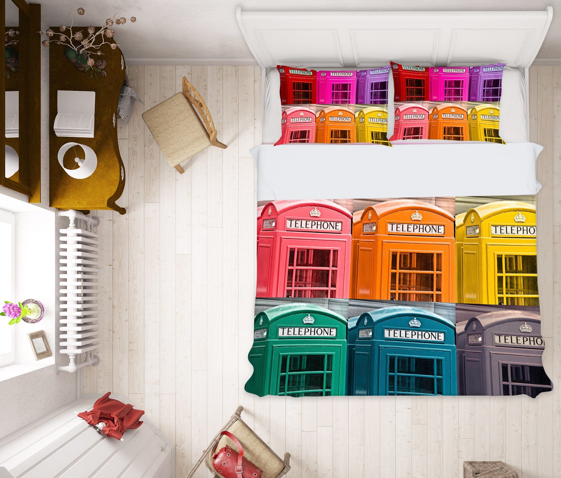 3D Color Phone Booth 1003 Assaf Frank Bedding Bed Pillowcases Quilt Quiet Covers AJ Creativity Home