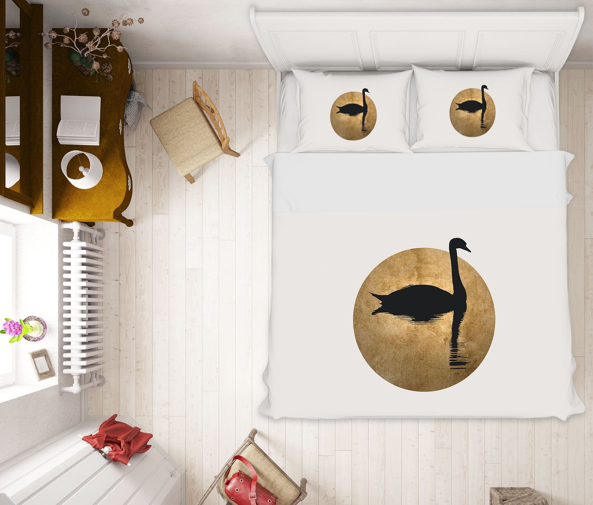3D The Swan 225 Boris Draschoff Bedding Bed Pillowcases Quilt Quiet Covers AJ Creativity Home