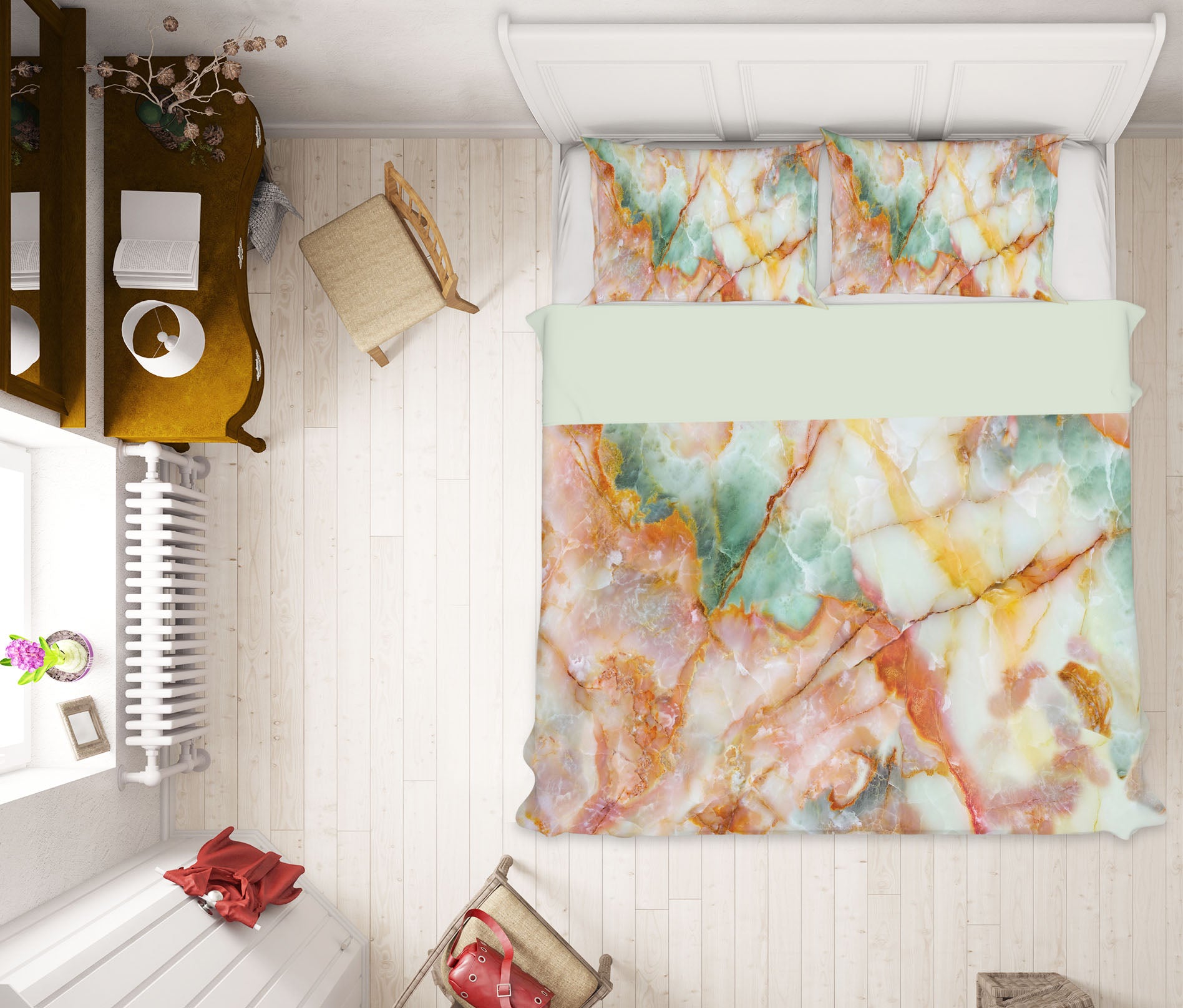 3D Multicolored Marble 16020 Bed Pillowcases Quilt