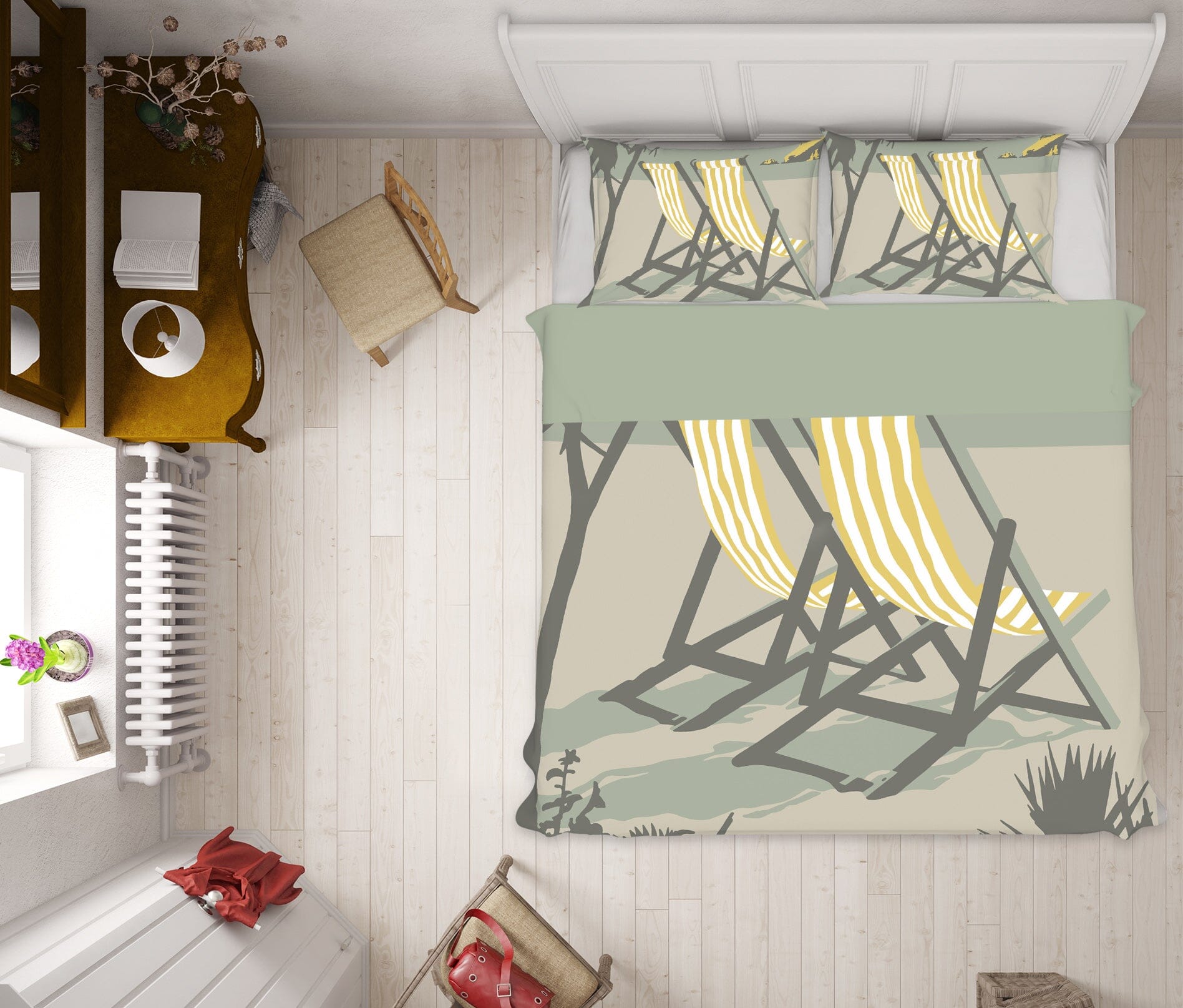 3D Polzeath Deckchairs 2041 Steve Read Bedding Bed Pillowcases Quilt Quiet Covers AJ Creativity Home