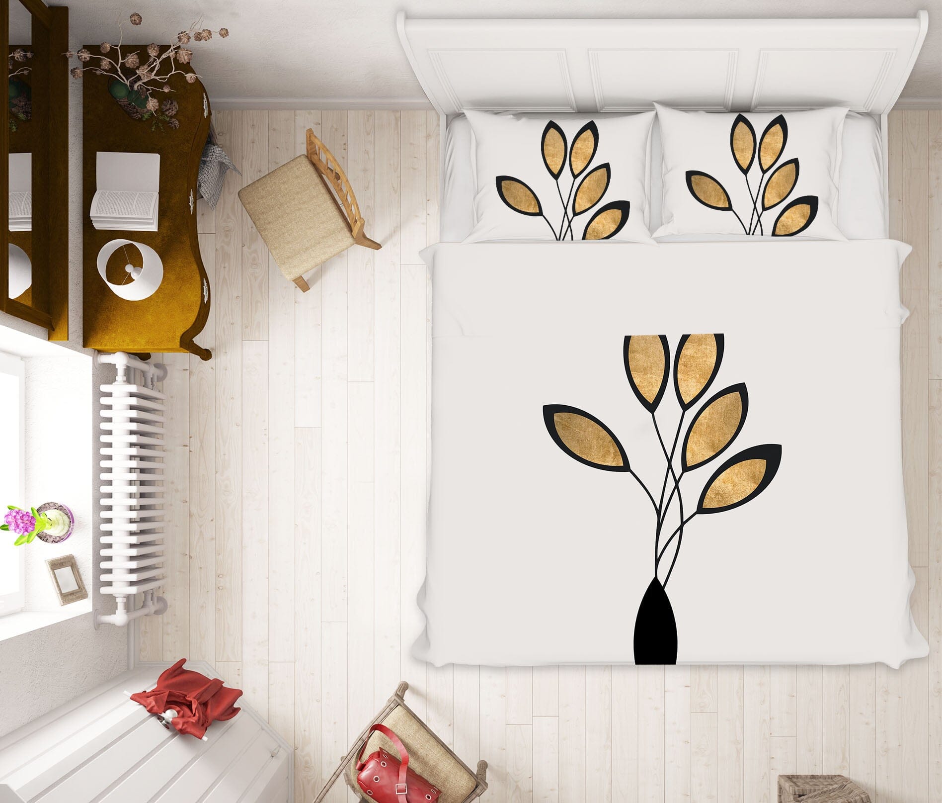 3D Vase Leaves 124 Boris Draschoff Bedding Bed Pillowcases Quilt Quiet Covers AJ Creativity Home