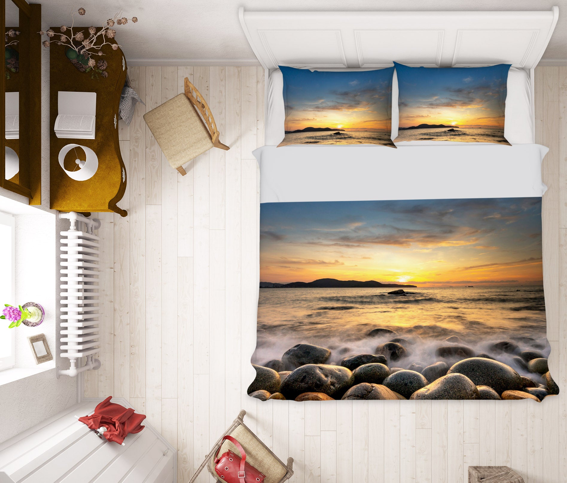 3D Stone Sea 16054 Bed Pillowcases Quilt