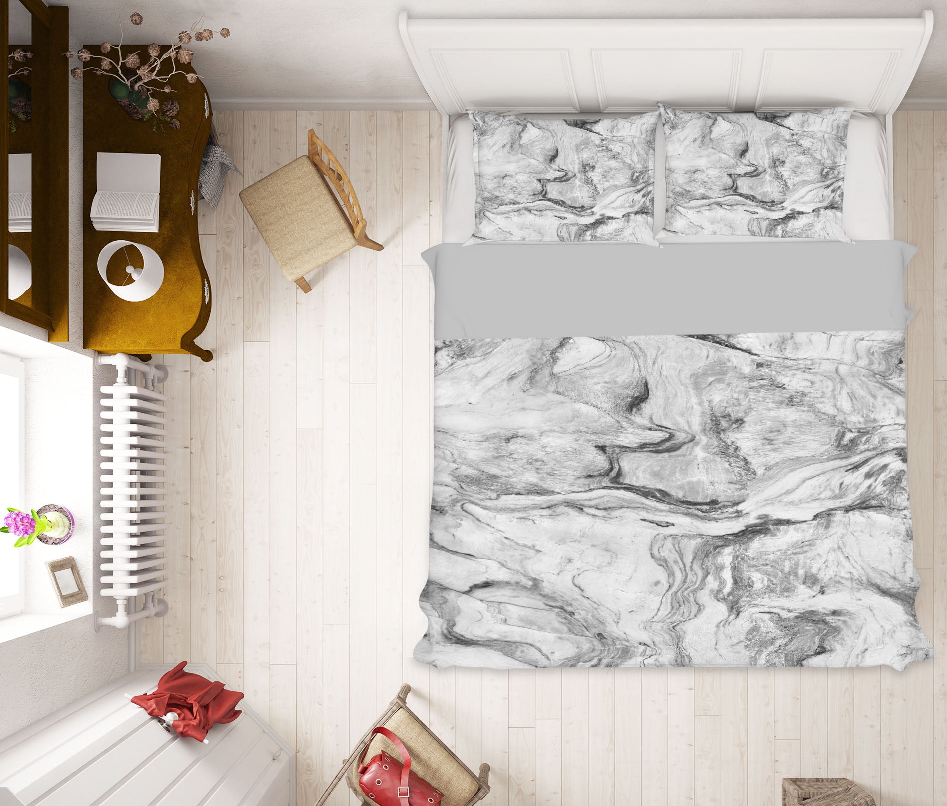 3D Grey Marble 16009 Bed Pillowcases Quilt