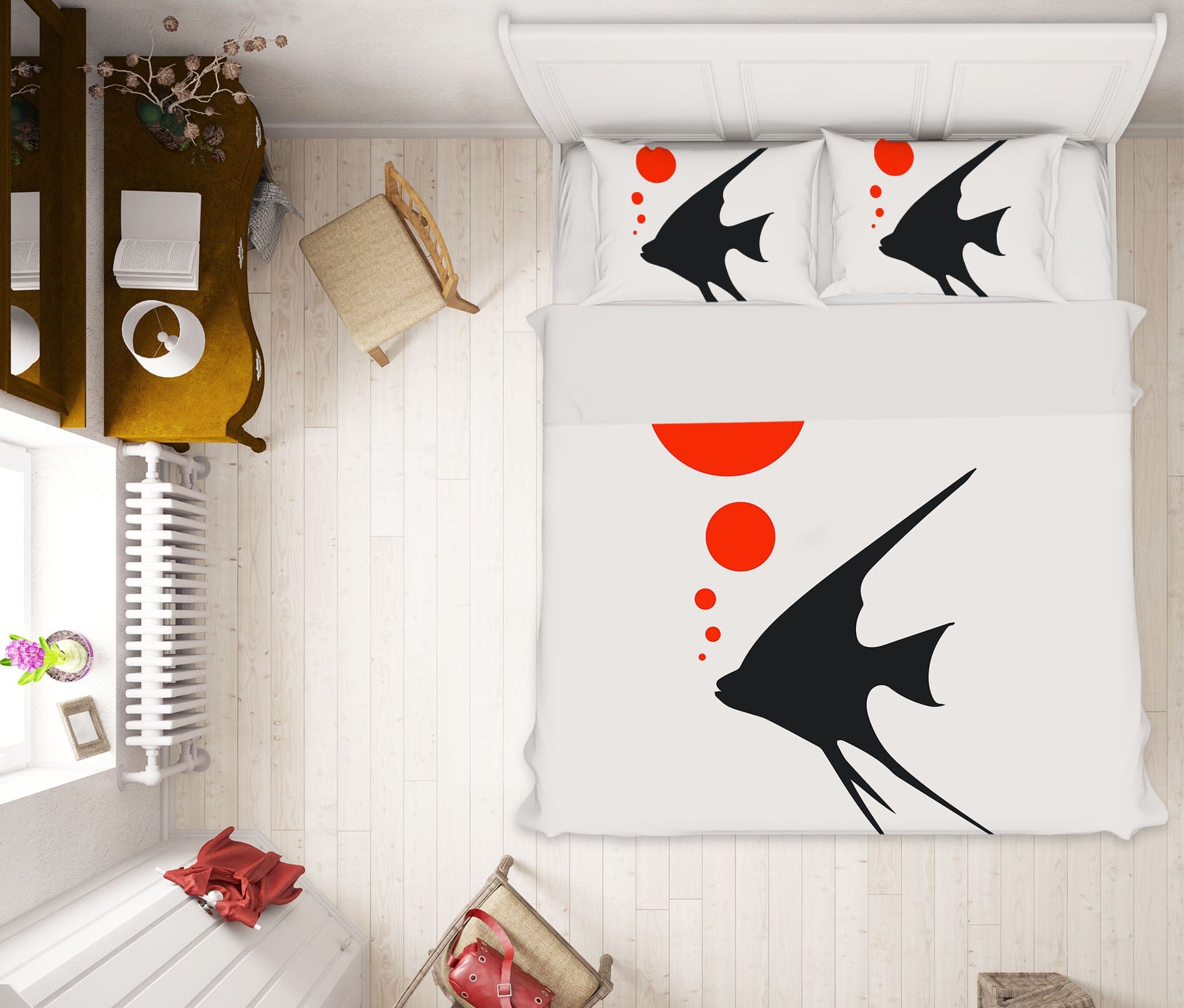 3D Fish Red Bubbles 115 Boris Draschoff Bedding Bed Pillowcases Quilt Quiet Covers AJ Creativity Home