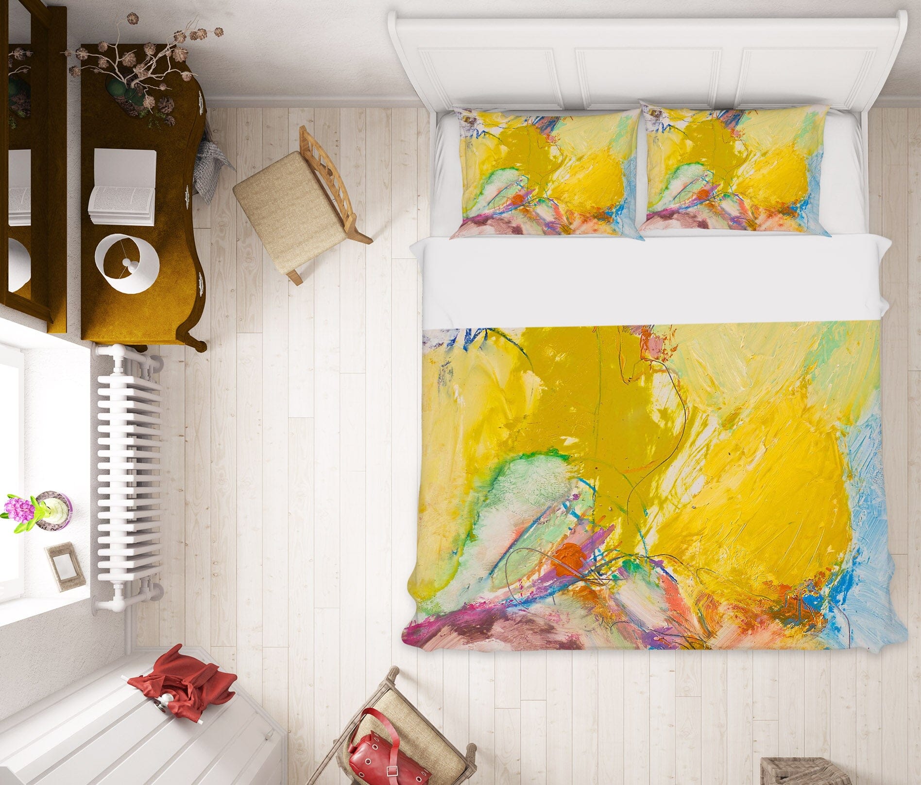 3D Graffiti Yellow 1055 Allan P. Friedlander Bedding Bed Pillowcases Quilt Quiet Covers AJ Creativity Home