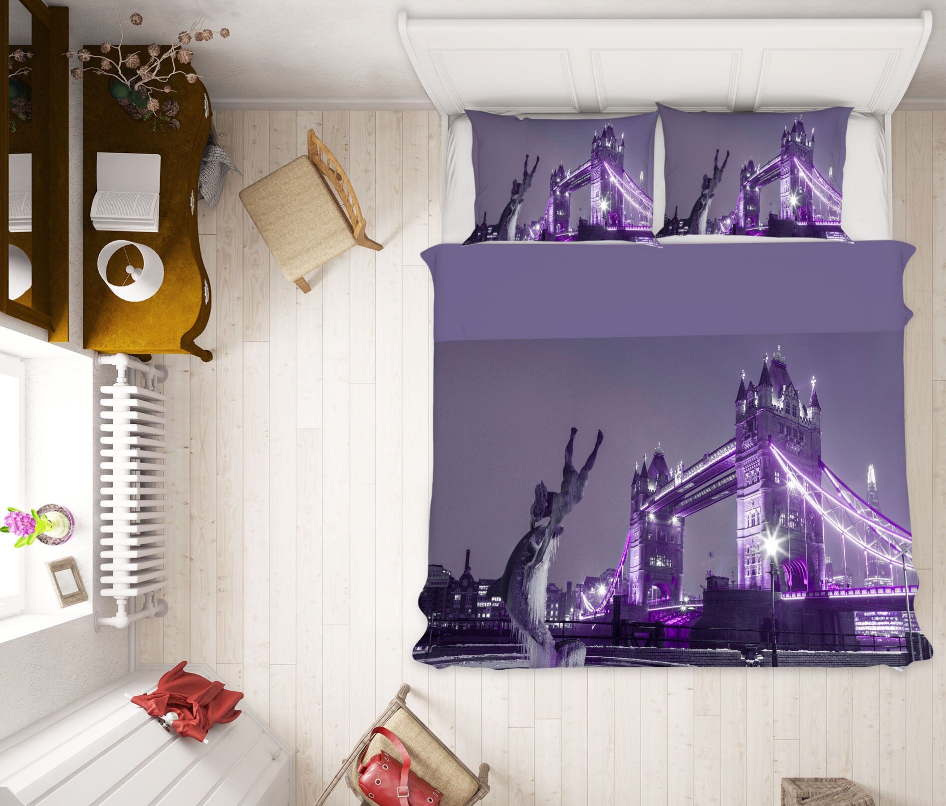 3D Purple Neon Bridge 1038 Assaf Frank Bedding Bed Pillowcases Quilt Quiet Covers AJ Creativity Home