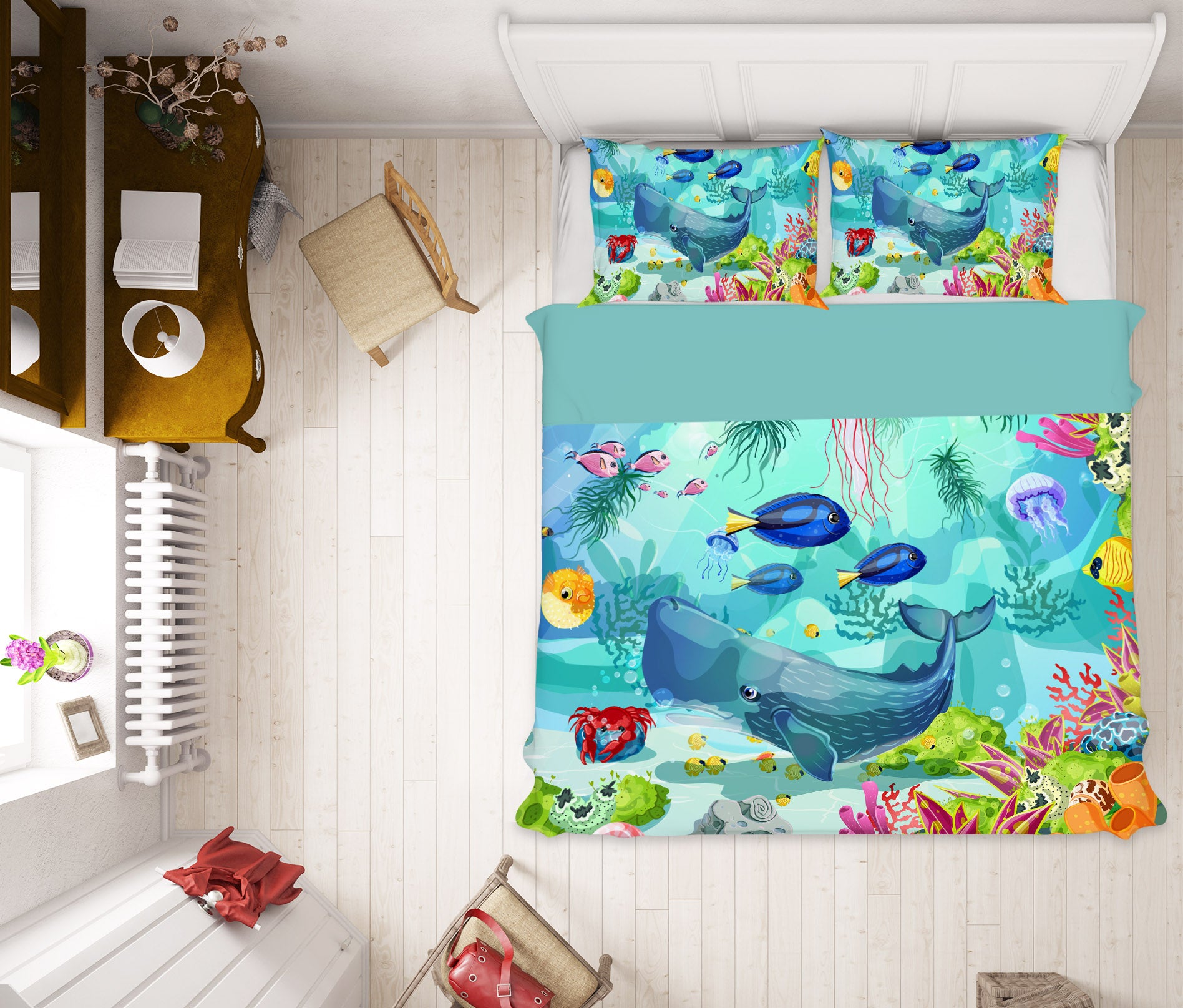 3D Undersea Fish Whale 61093 Bed Pillowcases Quilt