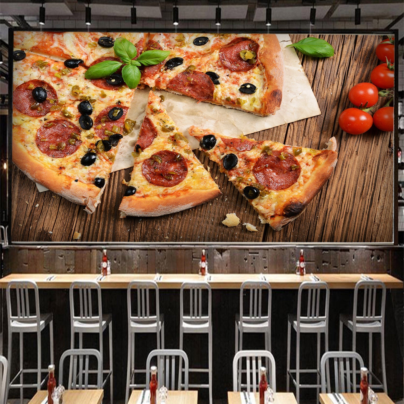 3D Ham Pizza 058 Food Wall Murals Wallpaper AJ Wallpaper 2