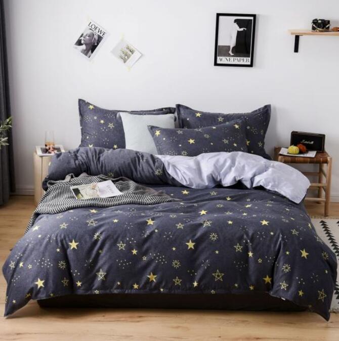 3D Black Background Yellow Stars 3086 Bed Pillowcases Quilt